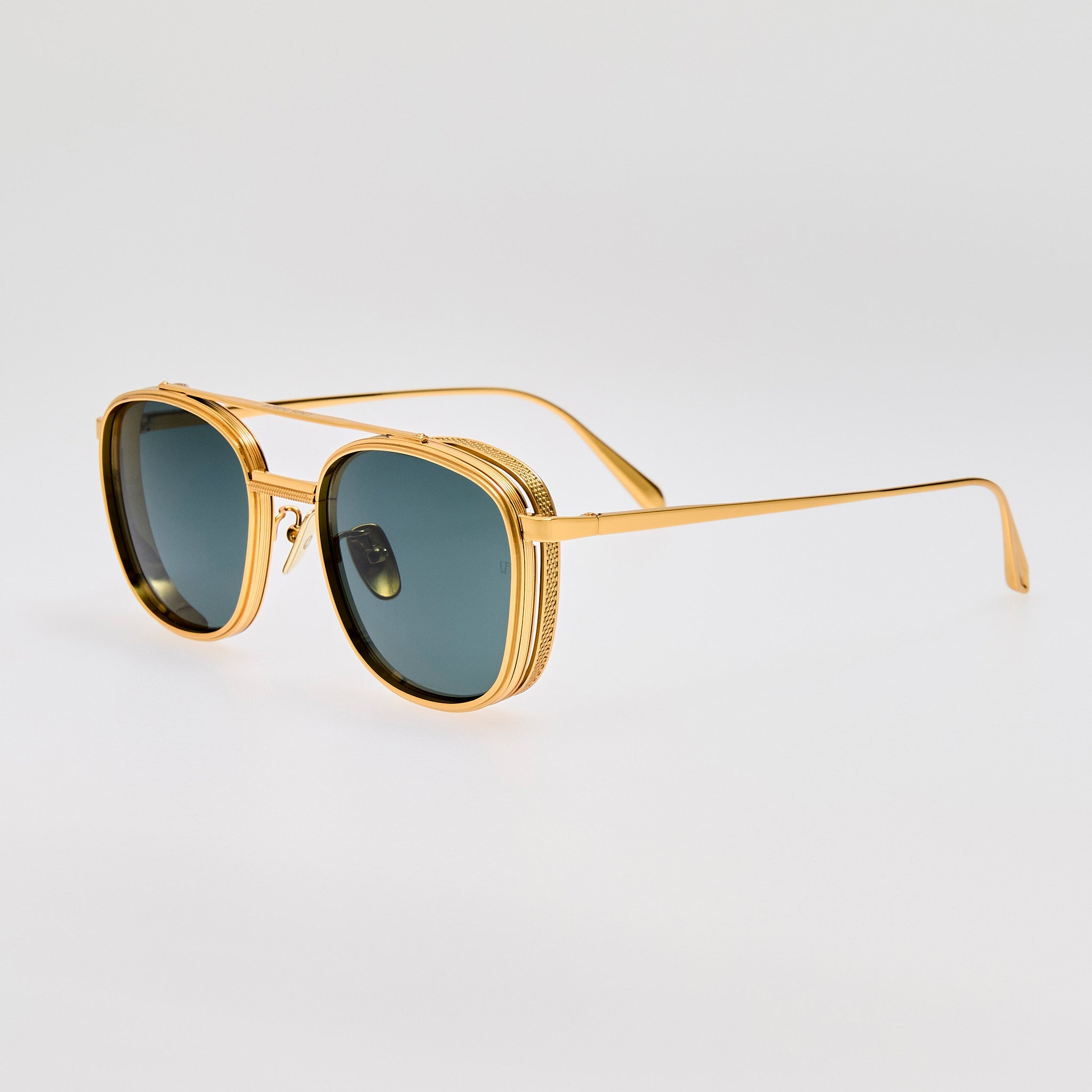 Varo Sunglasses in 22K White Gold and Green