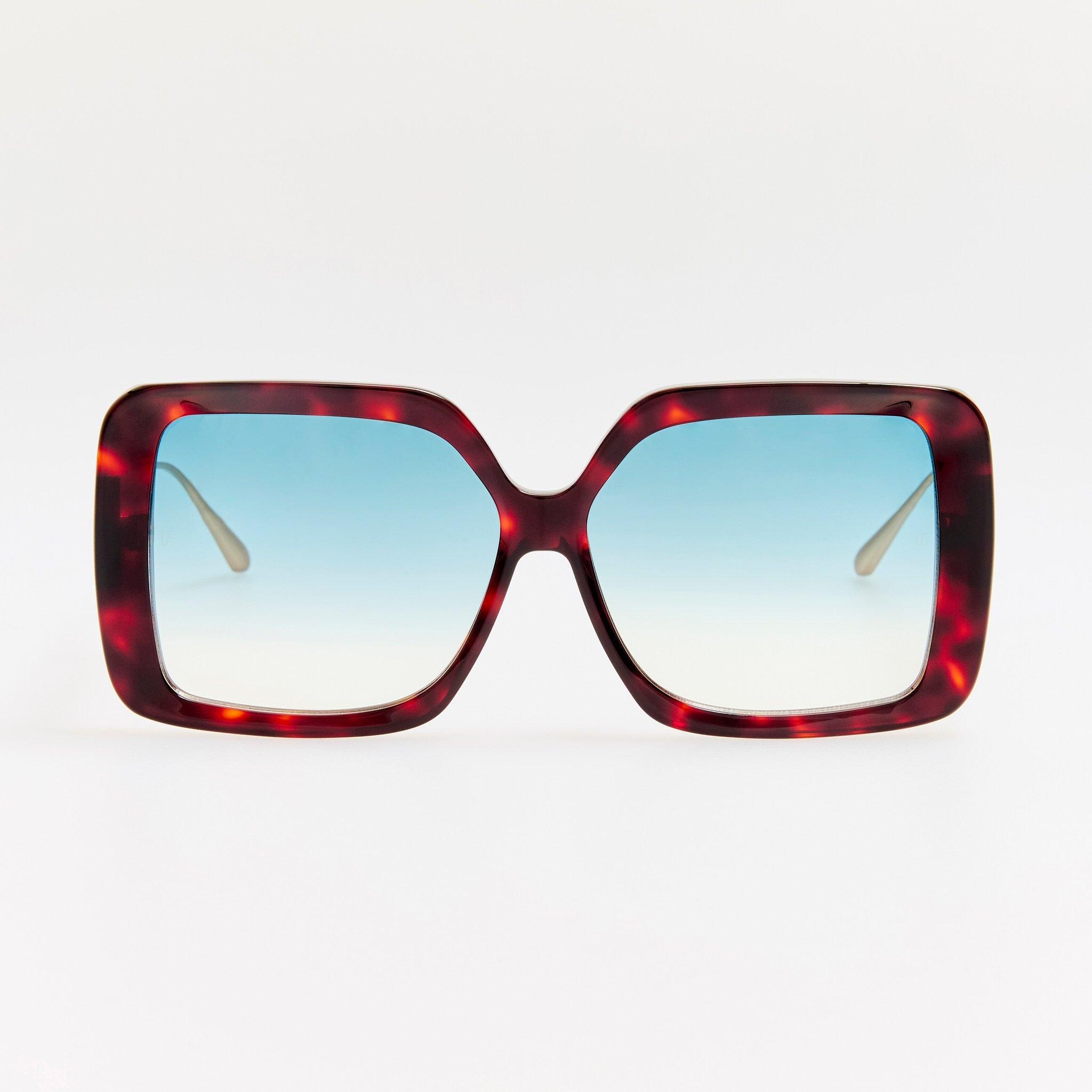 Macy Vista Temple Sunglasses in Dark Tortoiseshell with Blue Lens