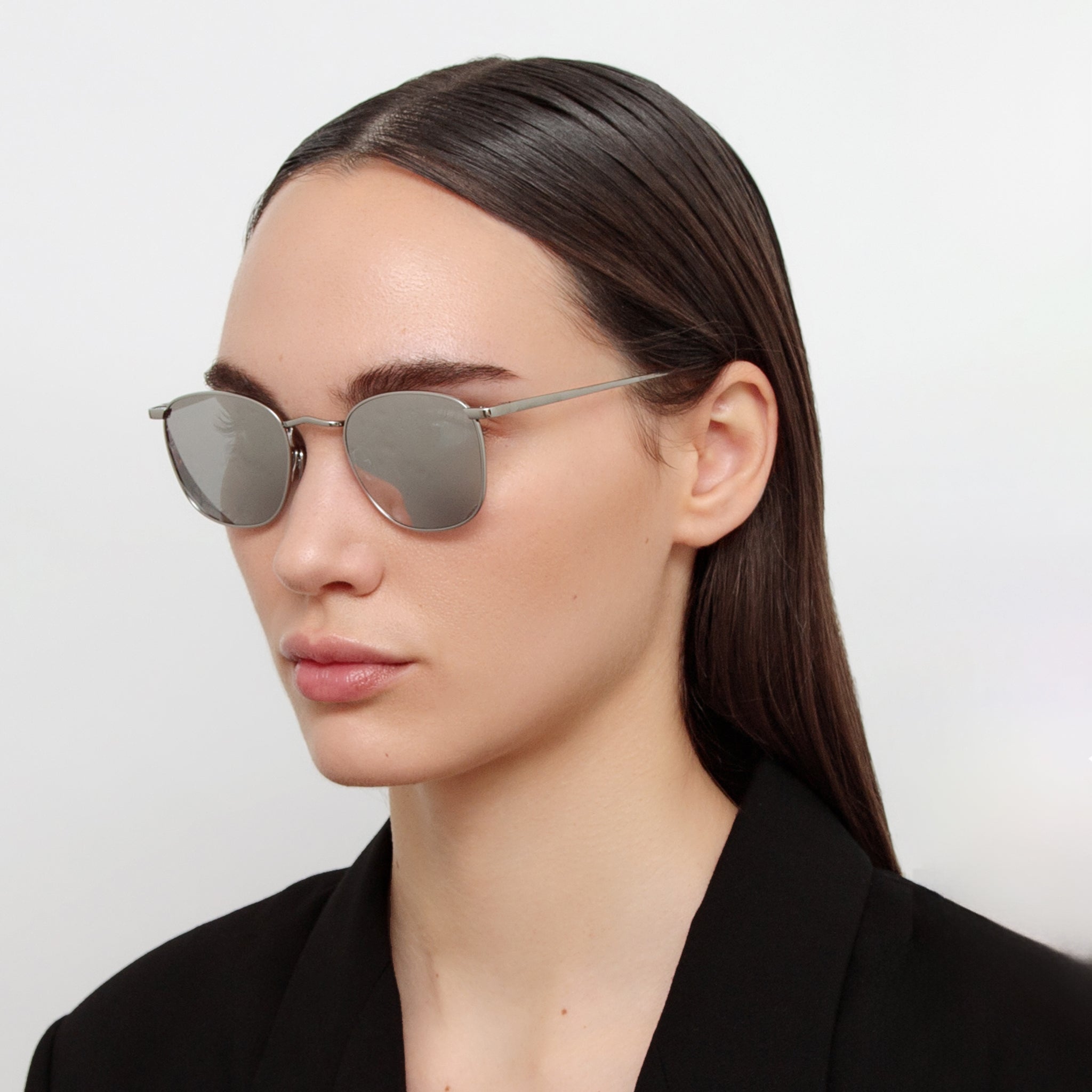 Simon Square Sunglasses in 22K White Gold and Platinum