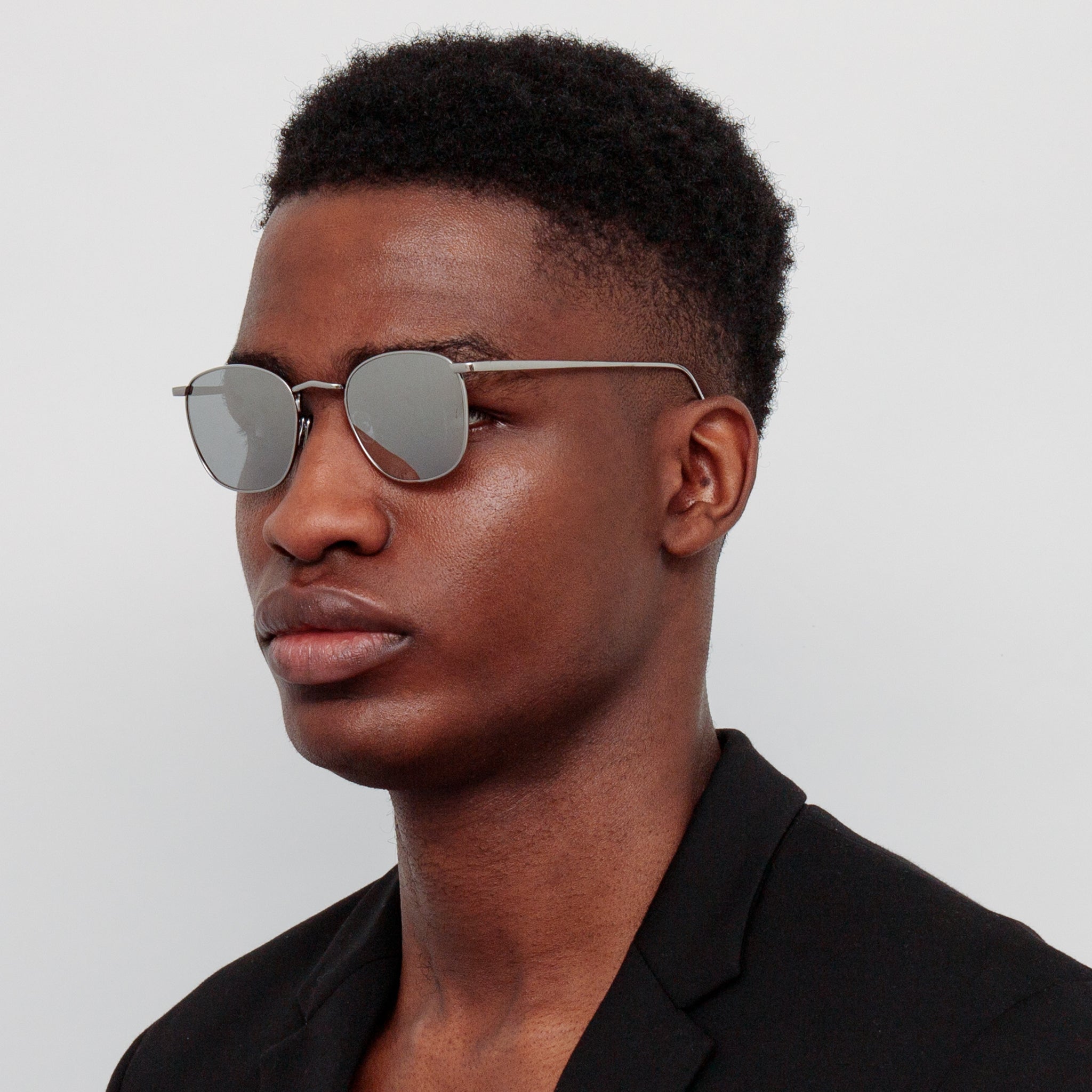 Simon Square Sunglasses in 22K White Gold and Platinum