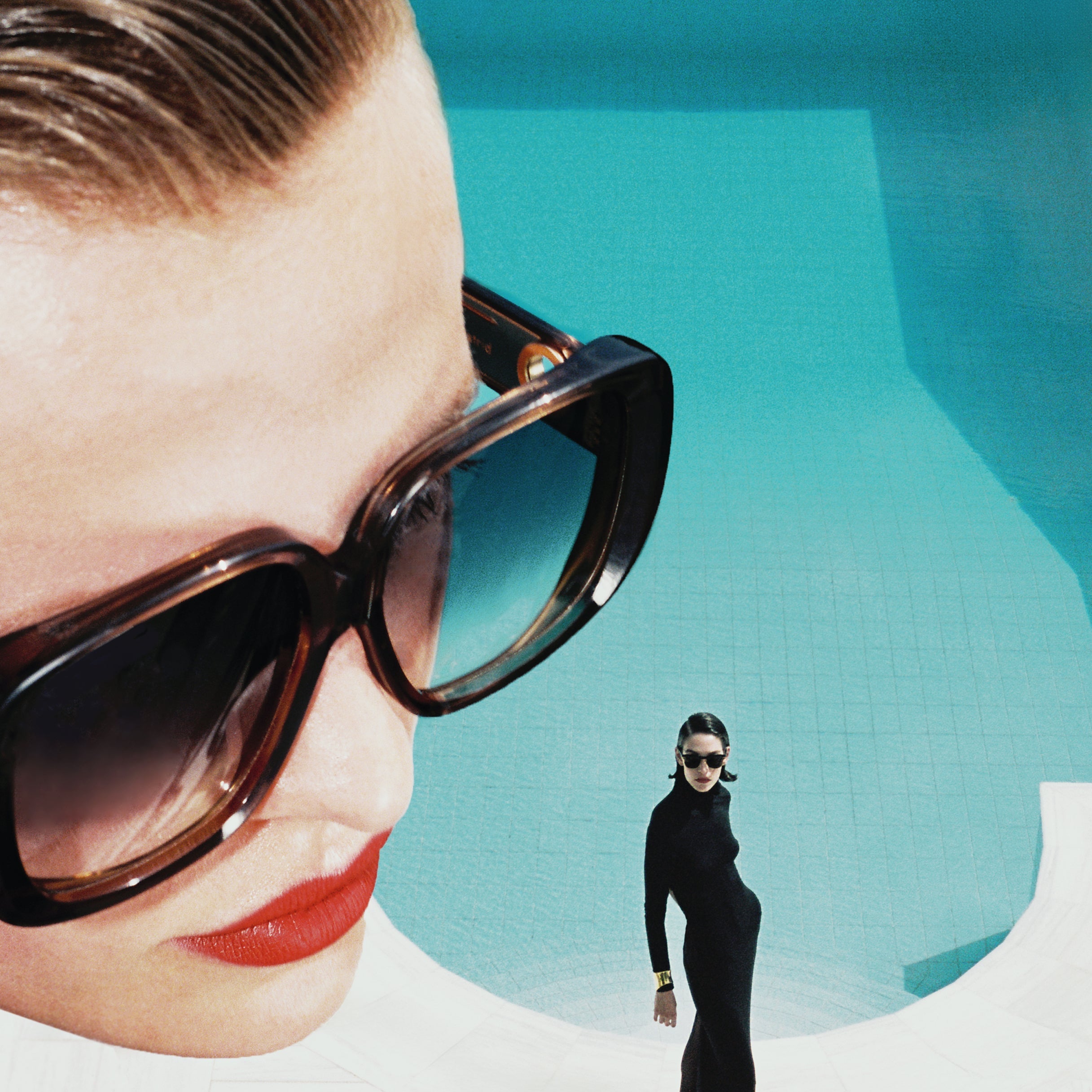 Astrid Oversized Sunglasses in Brown and Aqua