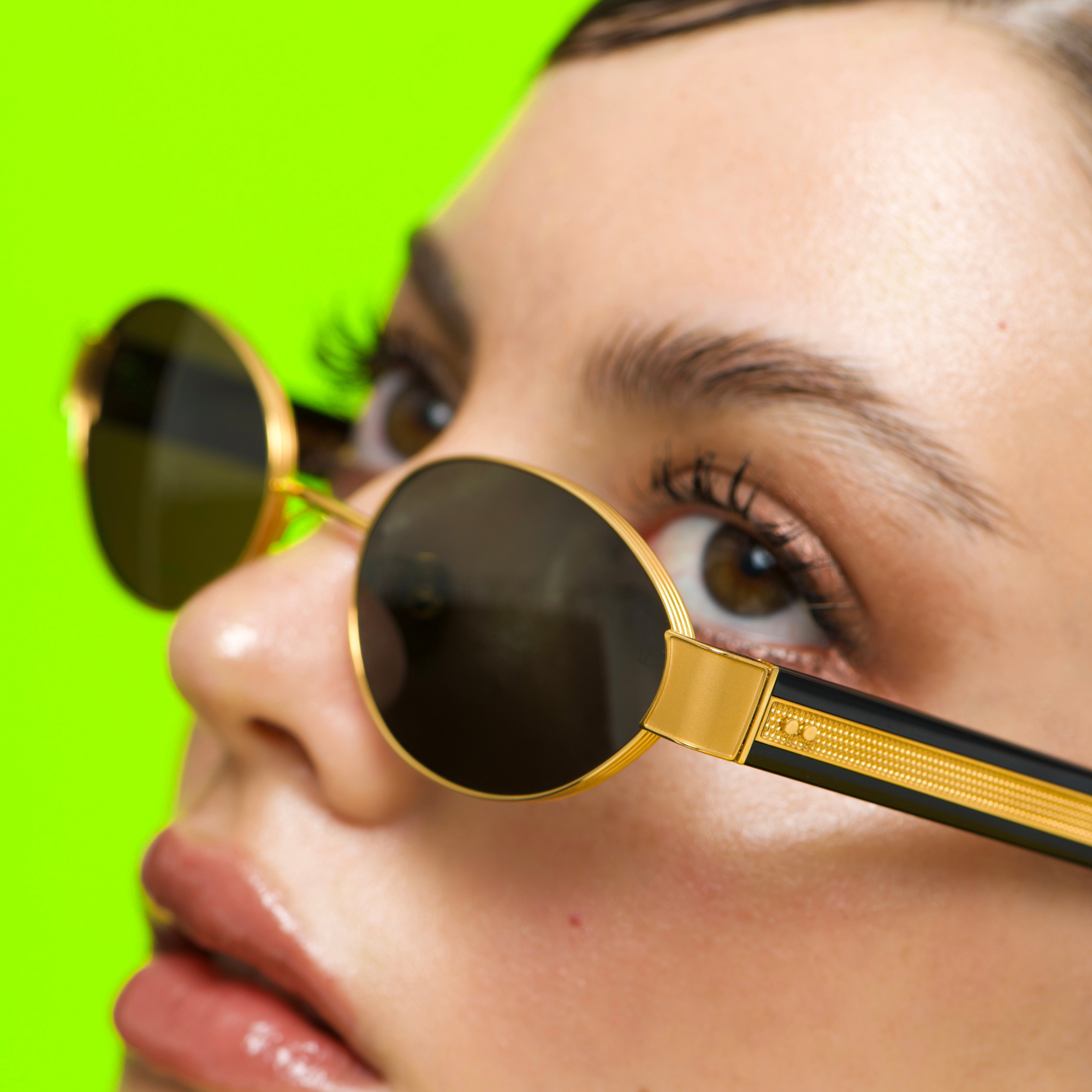 Sadie Sunglasses in 22K Gold and Grey