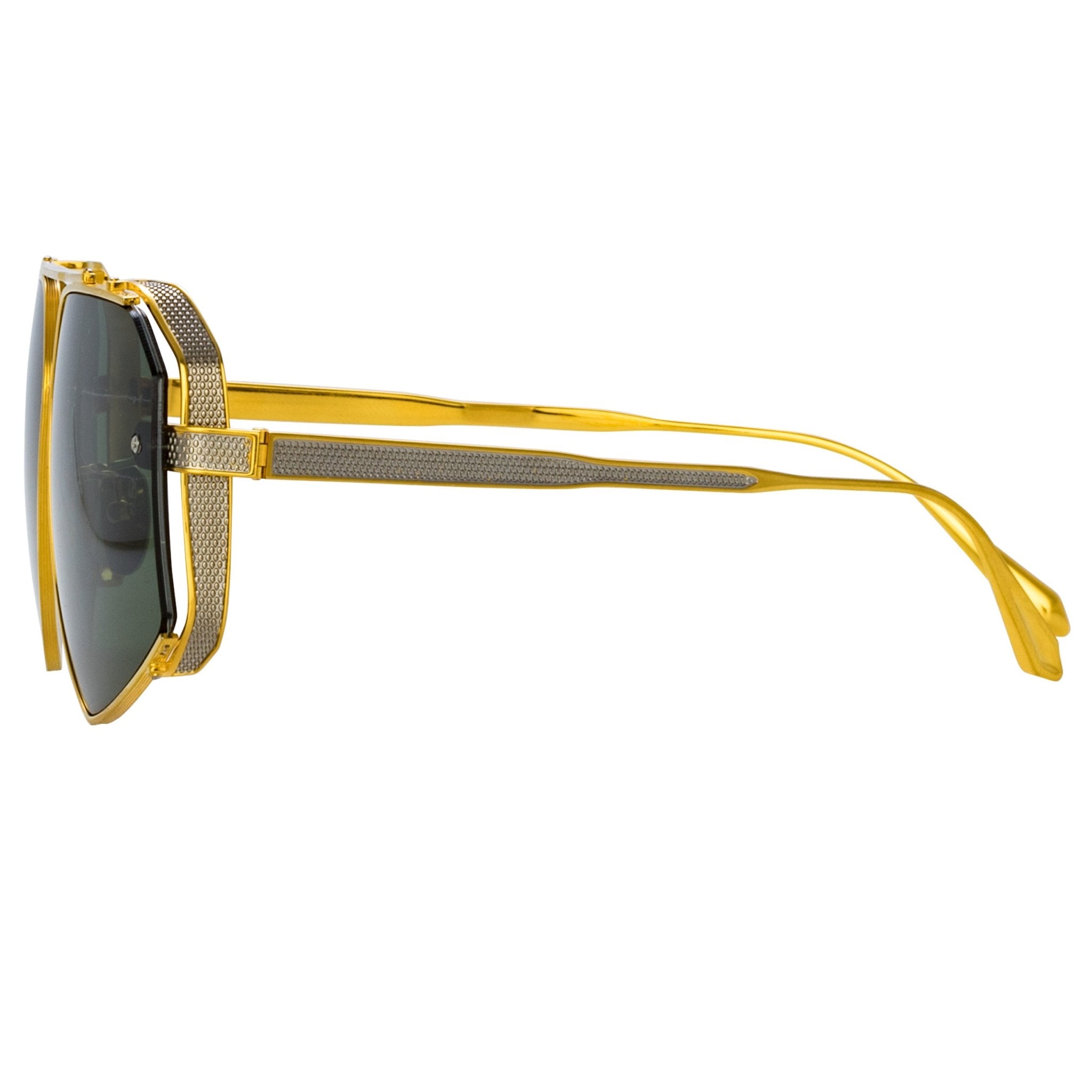 Amar Sunglasses in 22K Gold and Green - LINDA FARROW - Sunglasses - 