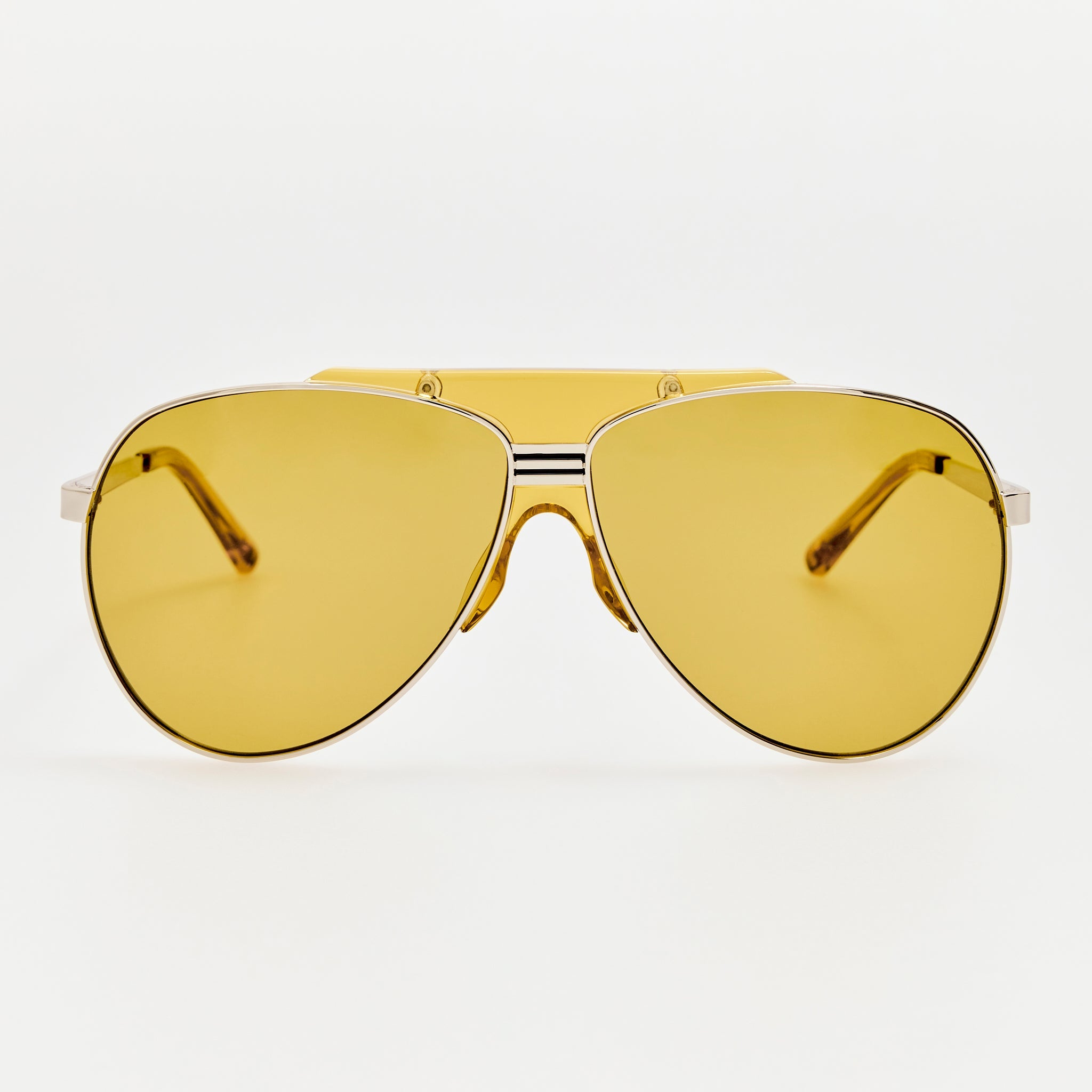Amelia Sunglasses in Silver and Yellow - LINDA FARROW-Sunglasses-