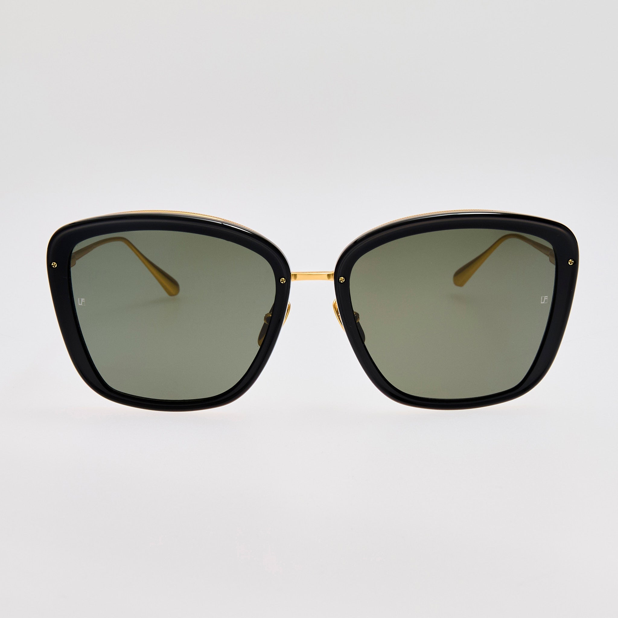 Anais Sunglasses in 22K Gold and Black - LINDA FARROW - Sunglasses - 