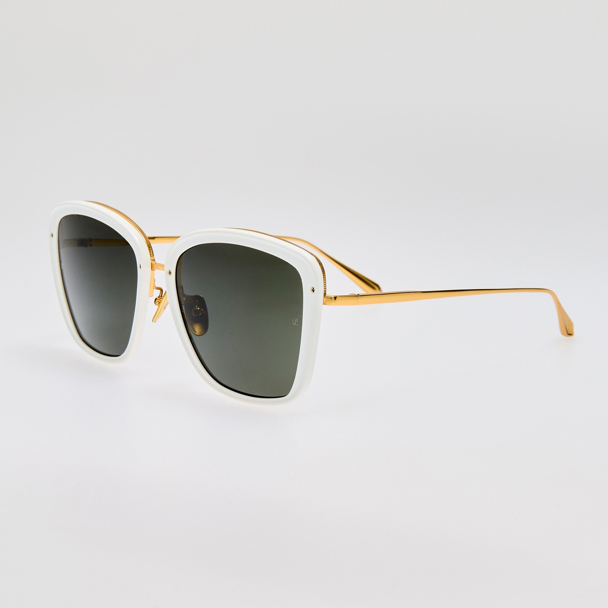 Anais Sunglasses in 22K White Gold and Grey - LINDA FARROW - Sunglasses - 
