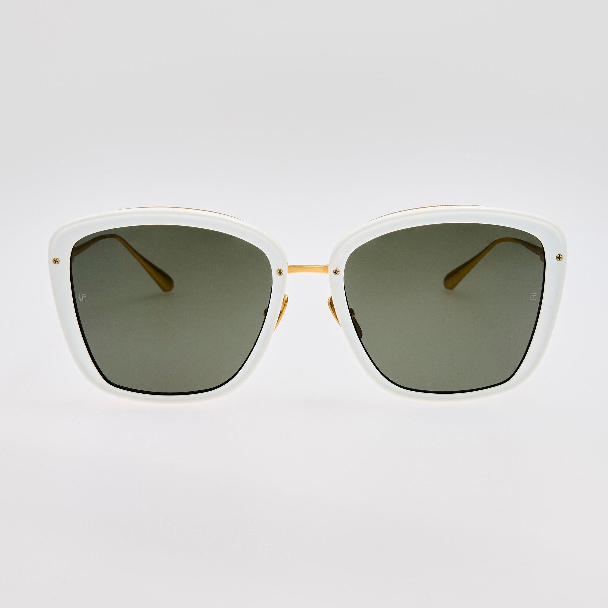 Anais Sunglasses in 22K White Gold and Grey - LINDA FARROW - Sunglasses - 