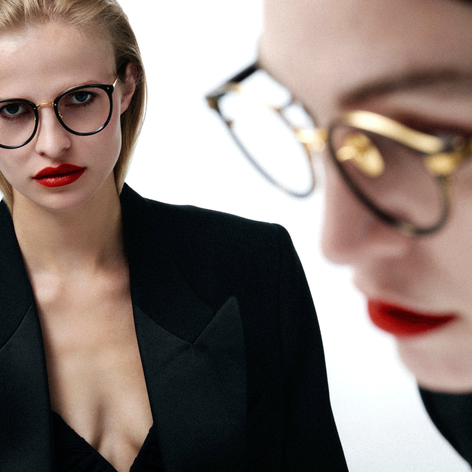 Anthony Oval Optical Frame in Matt Nickel and 22K Yellow Gold - LINDA FARROW - Optical Frame - 