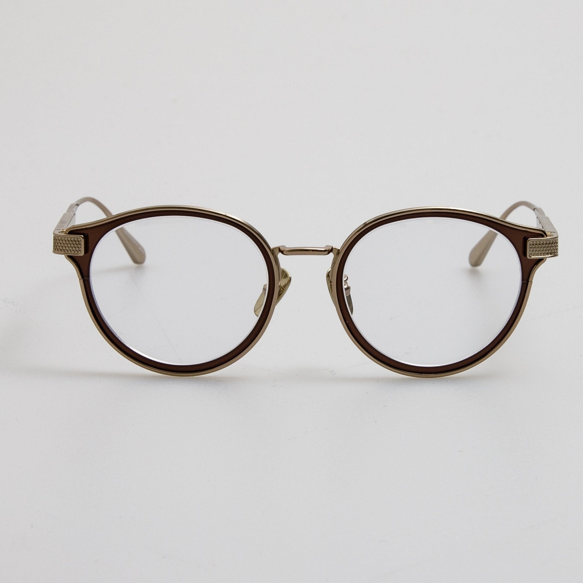 Anthony Oval Optical Frame in Metallic Brown - LINDA FARROW - Optical Frame - 