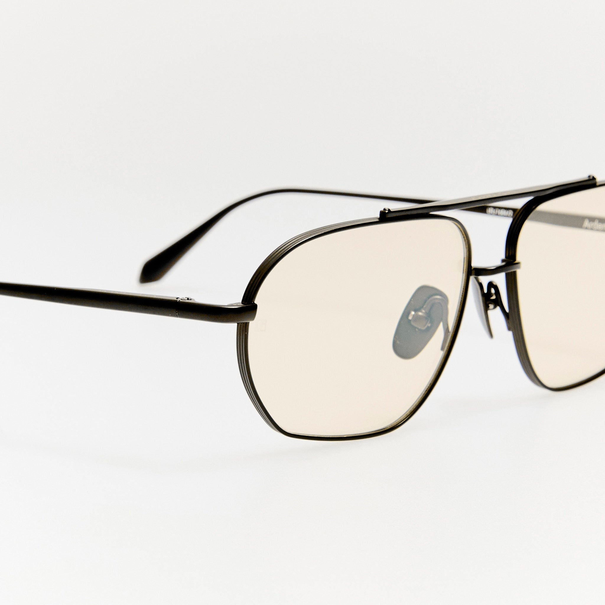 Arden Sunglasses in Matt Nickel and Yellow Photochromic Lenses - LINDA FARROW - Sunglasses - 