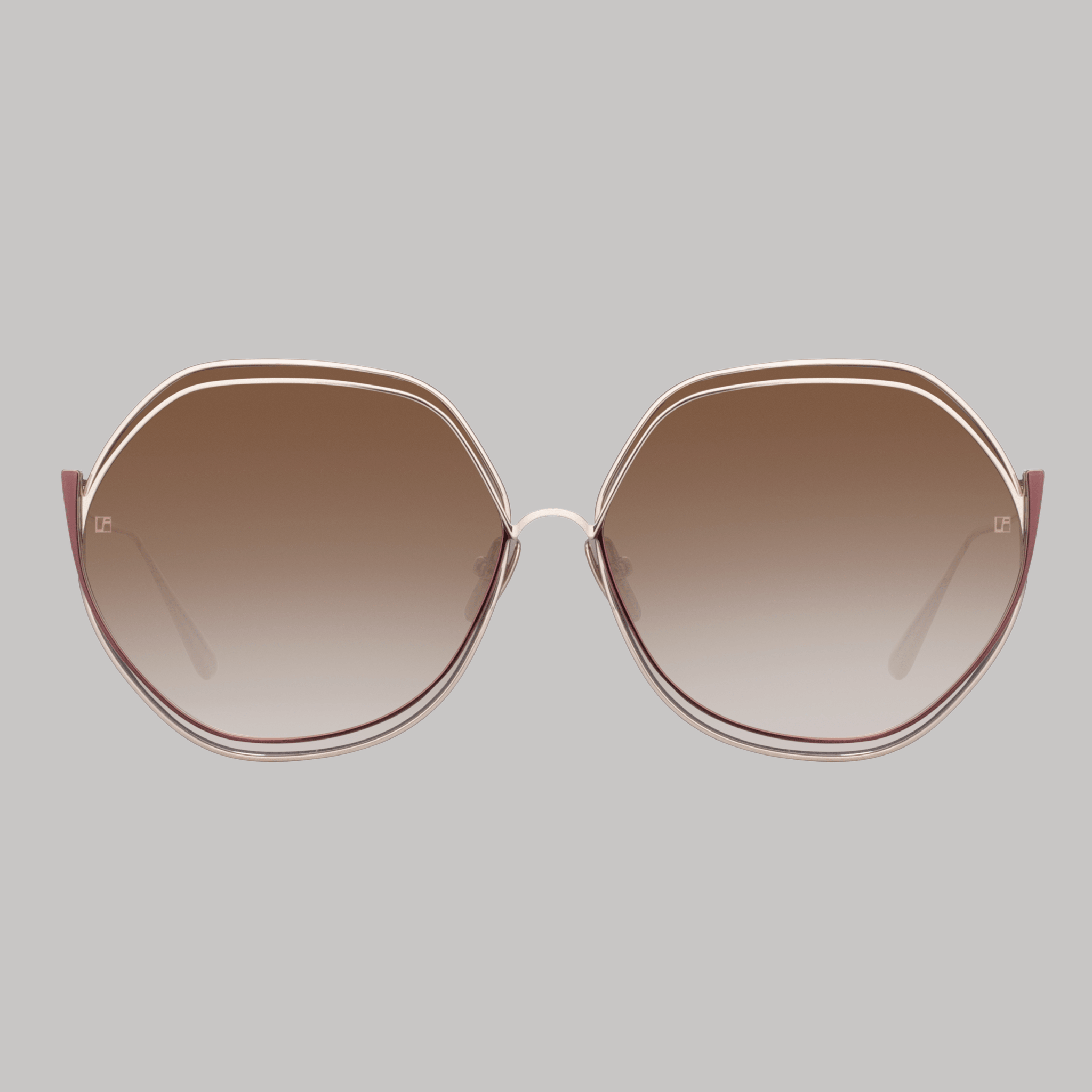 Aspen Sunglasses in 22K Gold and Mocha - LINDA FARROW - Sunglasses - 