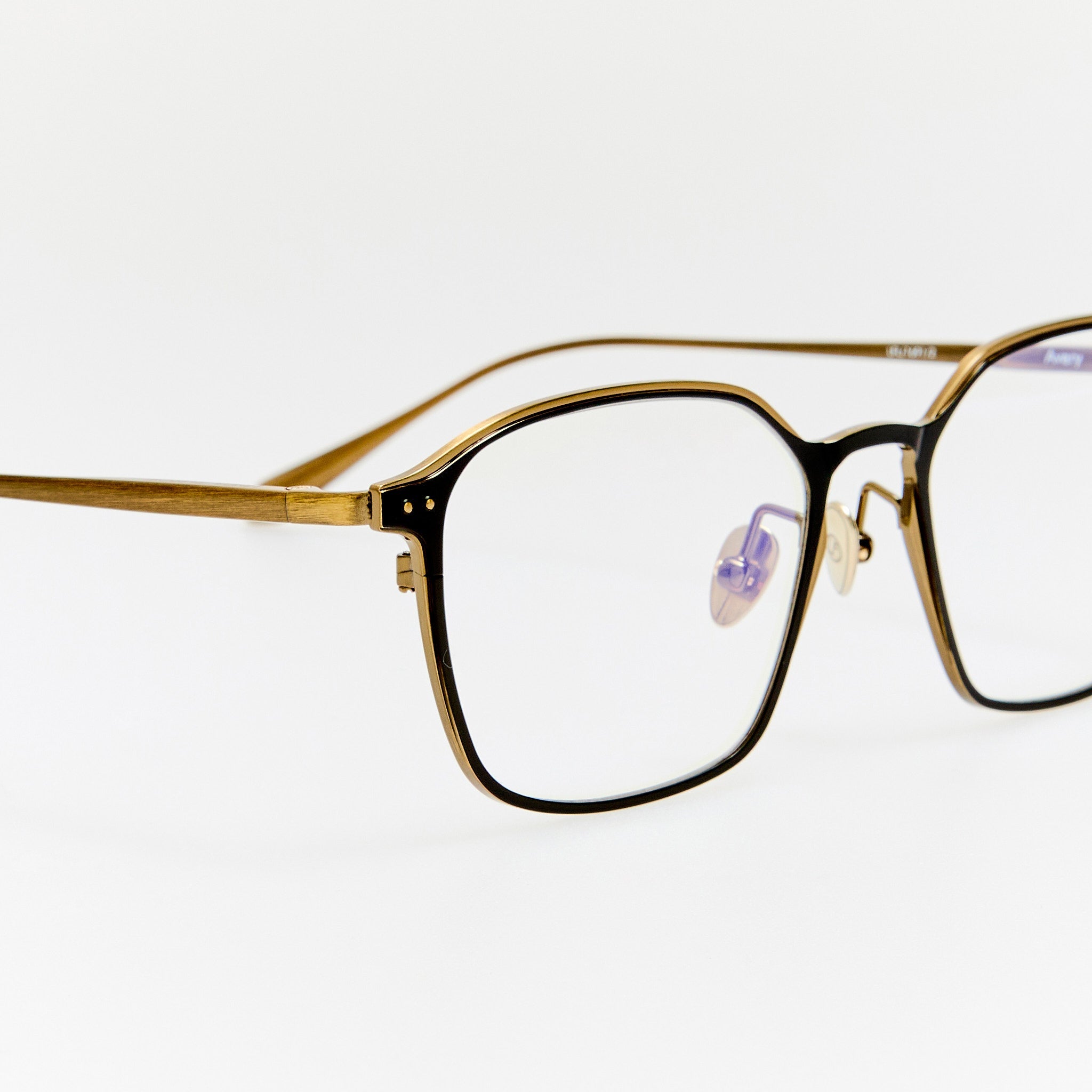 Avery Optical in Black and Antique Gold - LINDA FARROW - Optical Frame - 