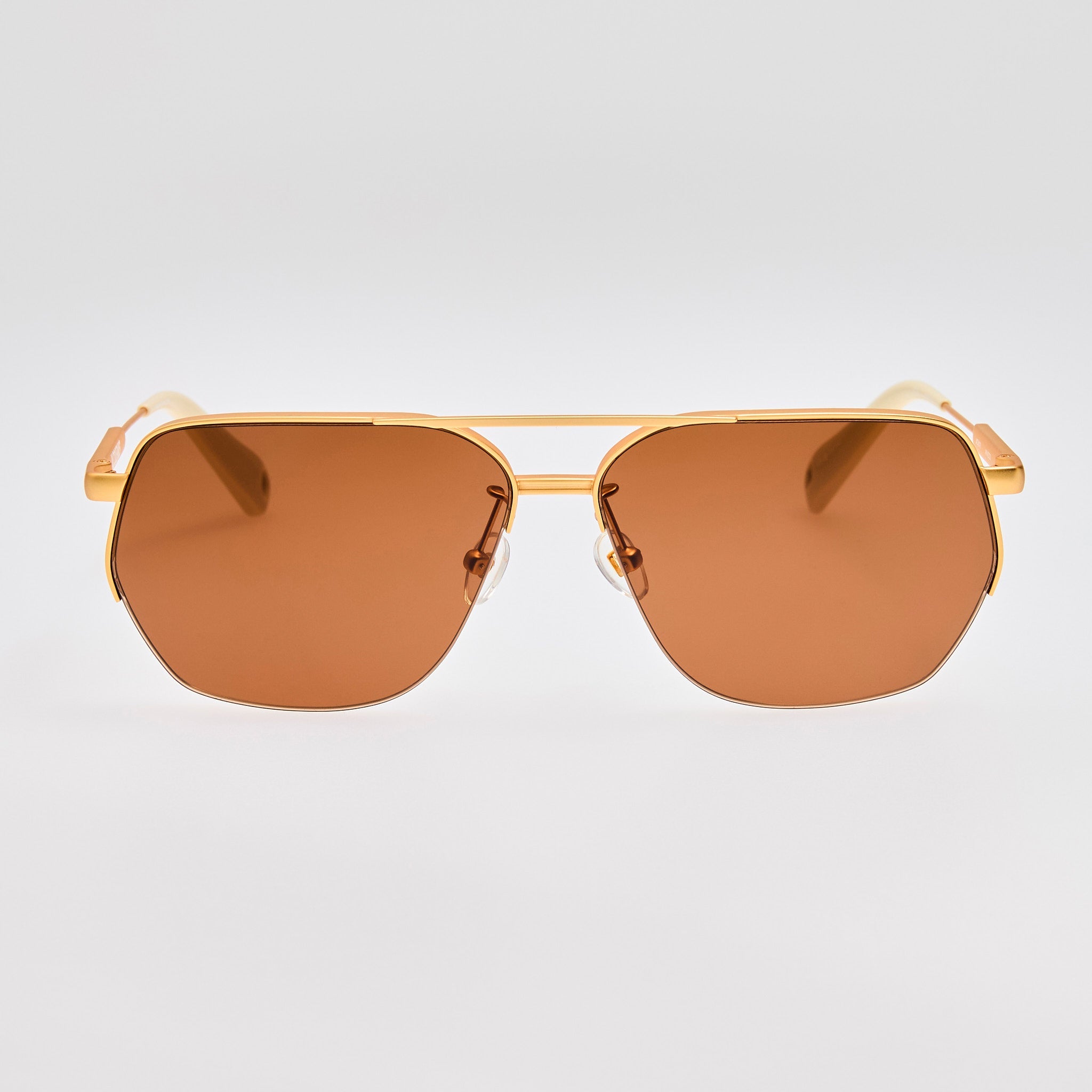 Aviador Sunglasses in Matt Gold - LINDA FARROW - Sunglasses - 