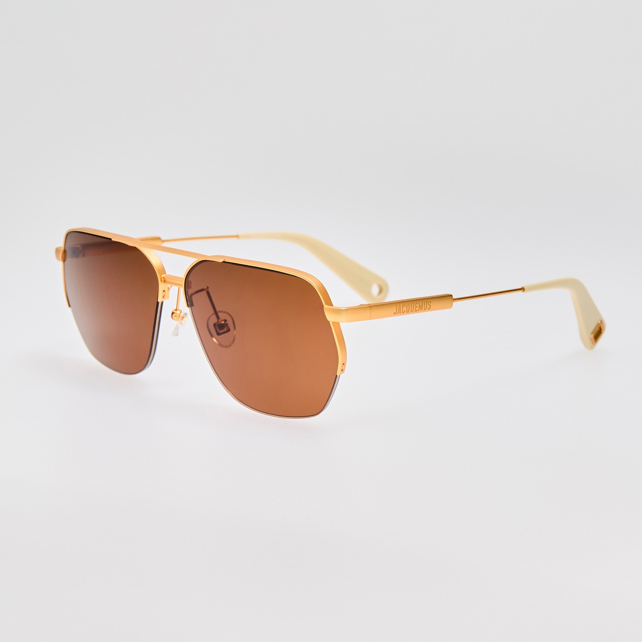 Aviador Sunglasses in Matt Gold - LINDA FARROW - Sunglasses - 