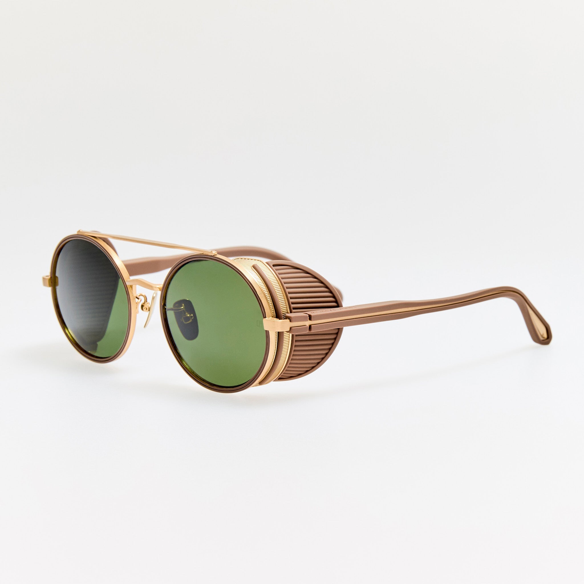 Baret Explorer Sunglasses in Matt Champagne and Green - LINDA FARROW - Sunglasses - 