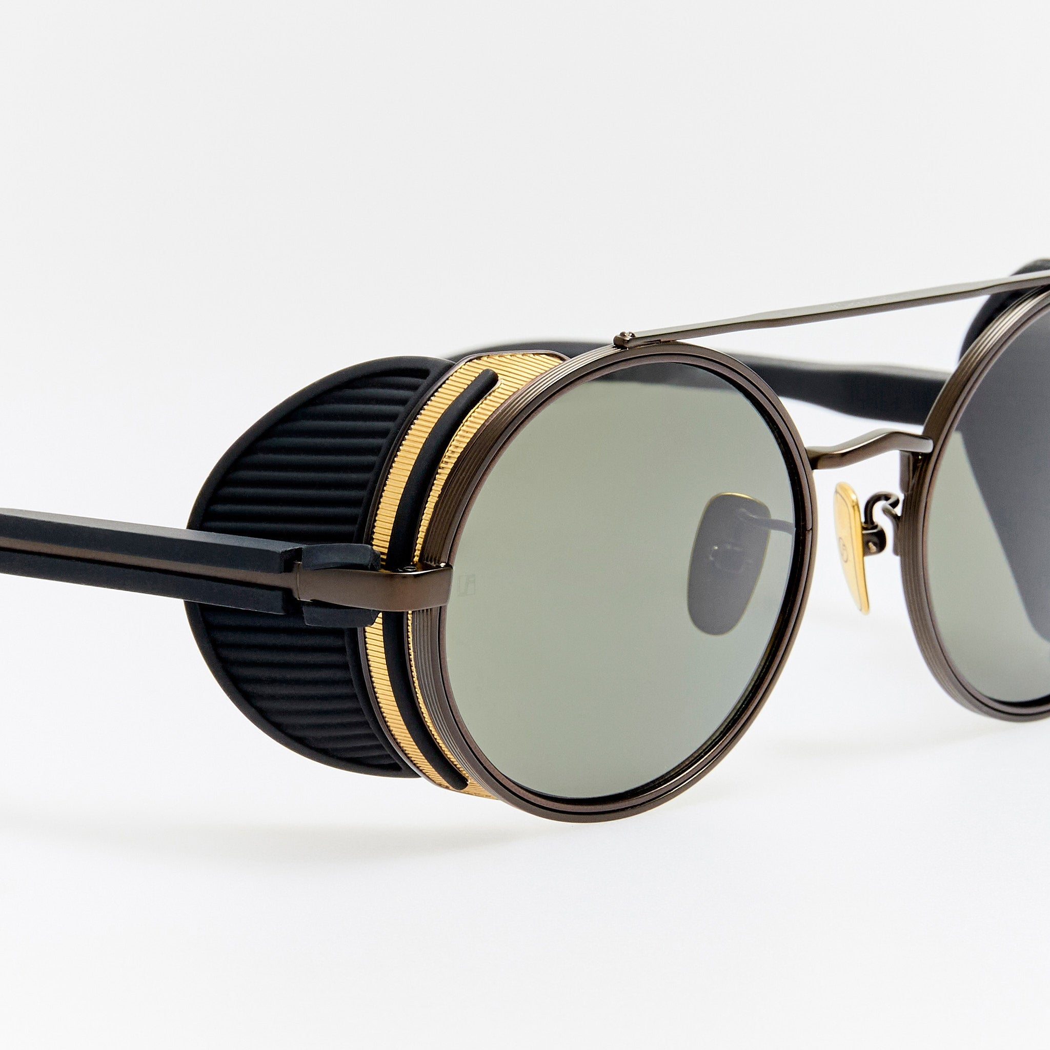 Baret Explorer Sunglasses in Matt Nickel and 22K Gold - LINDA FARROW - Sunglasses - 