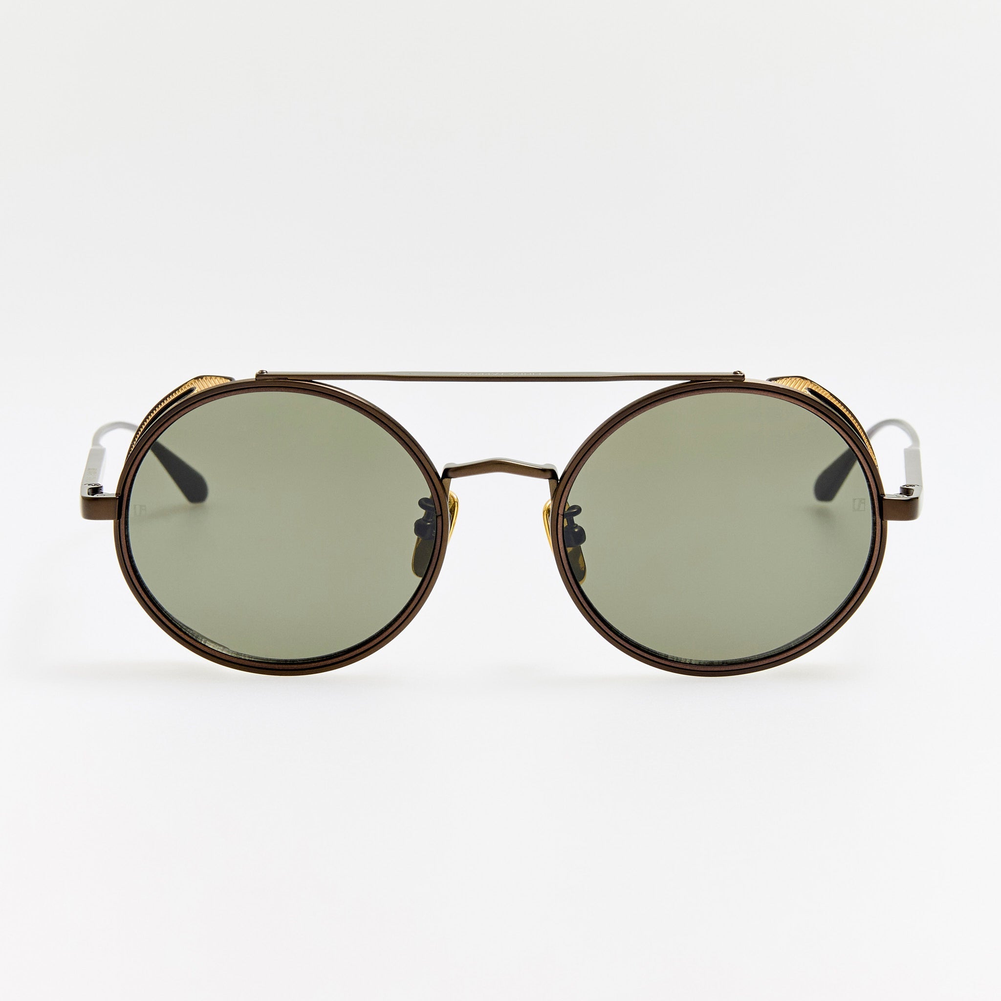 Baret Explorer Sunglasses in Matt Nickel and 22K Gold - LINDA FARROW - Sunglasses - 
