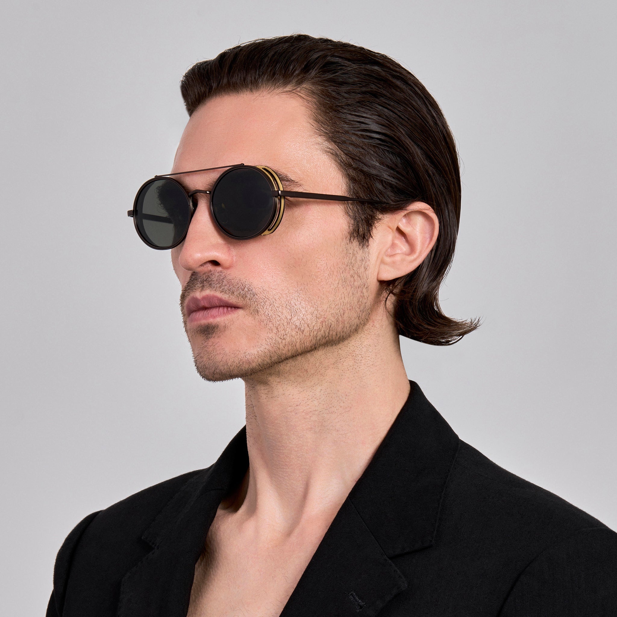 Baret Explorer Sunglasses in Matt Nickel and 22K Gold - LINDA FARROW - Sunglasses - 