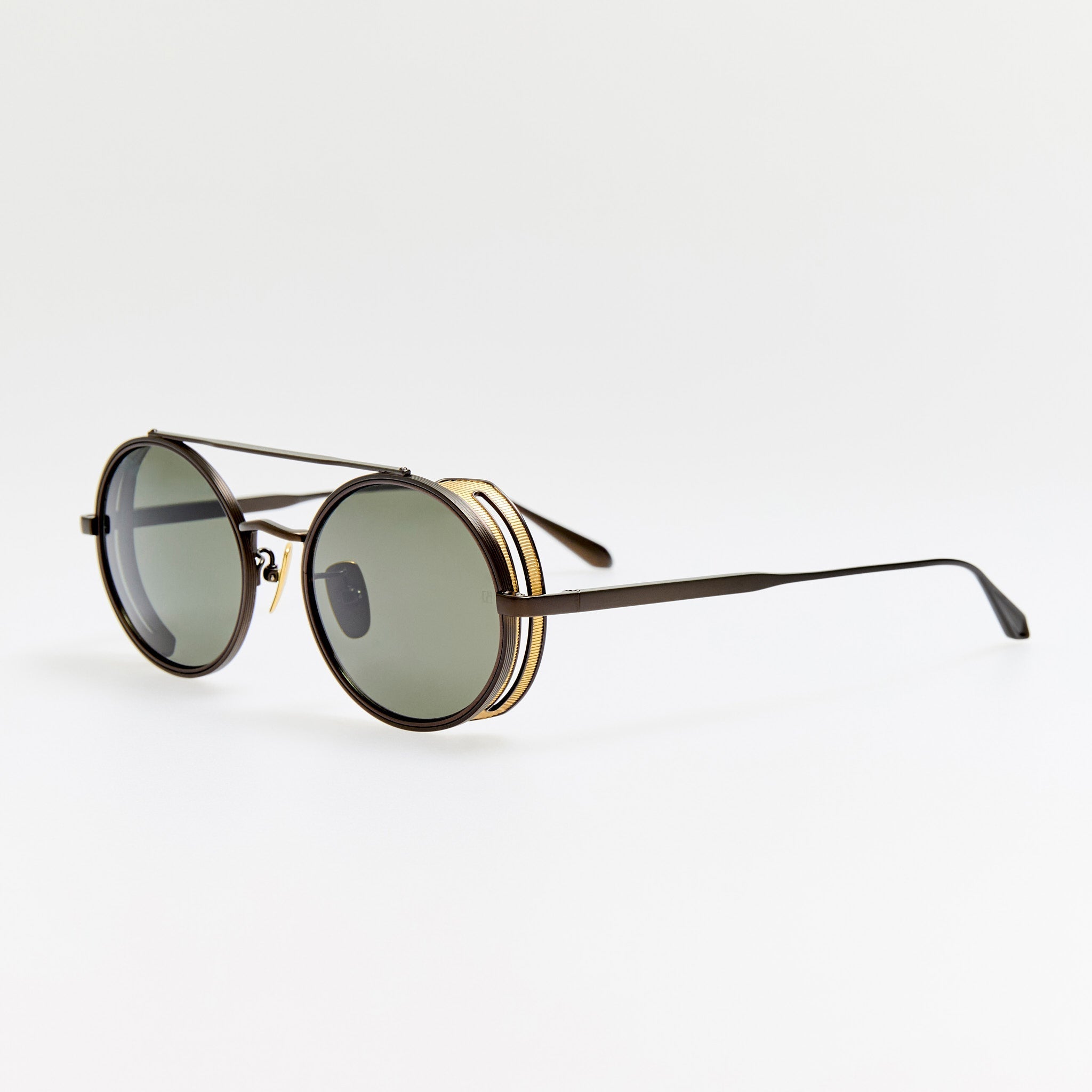 Baret Explorer Sunglasses in Matt Nickel and 22K Gold - LINDA FARROW - Sunglasses - 