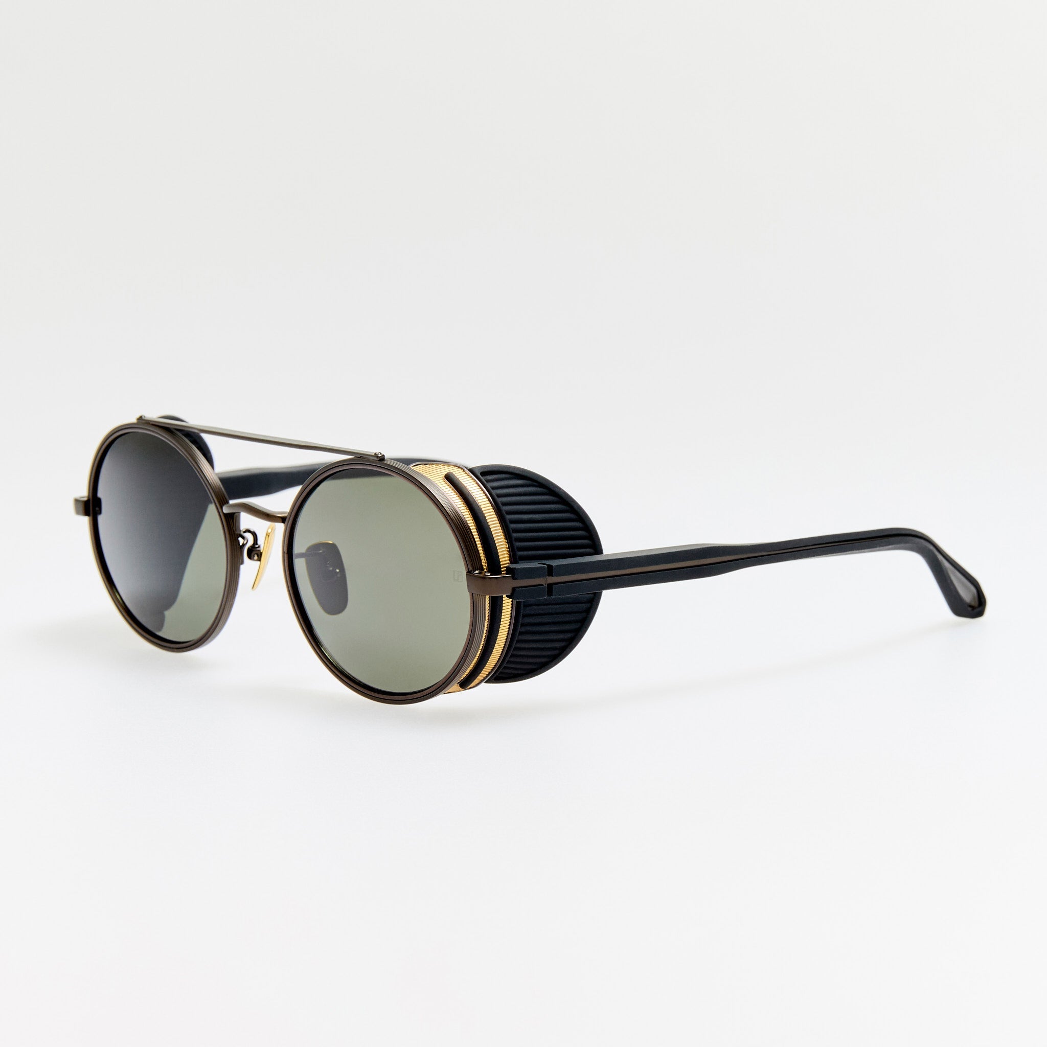 Baret Explorer Sunglasses in Matt Nickel and 22K Gold - LINDA FARROW - Sunglasses - 