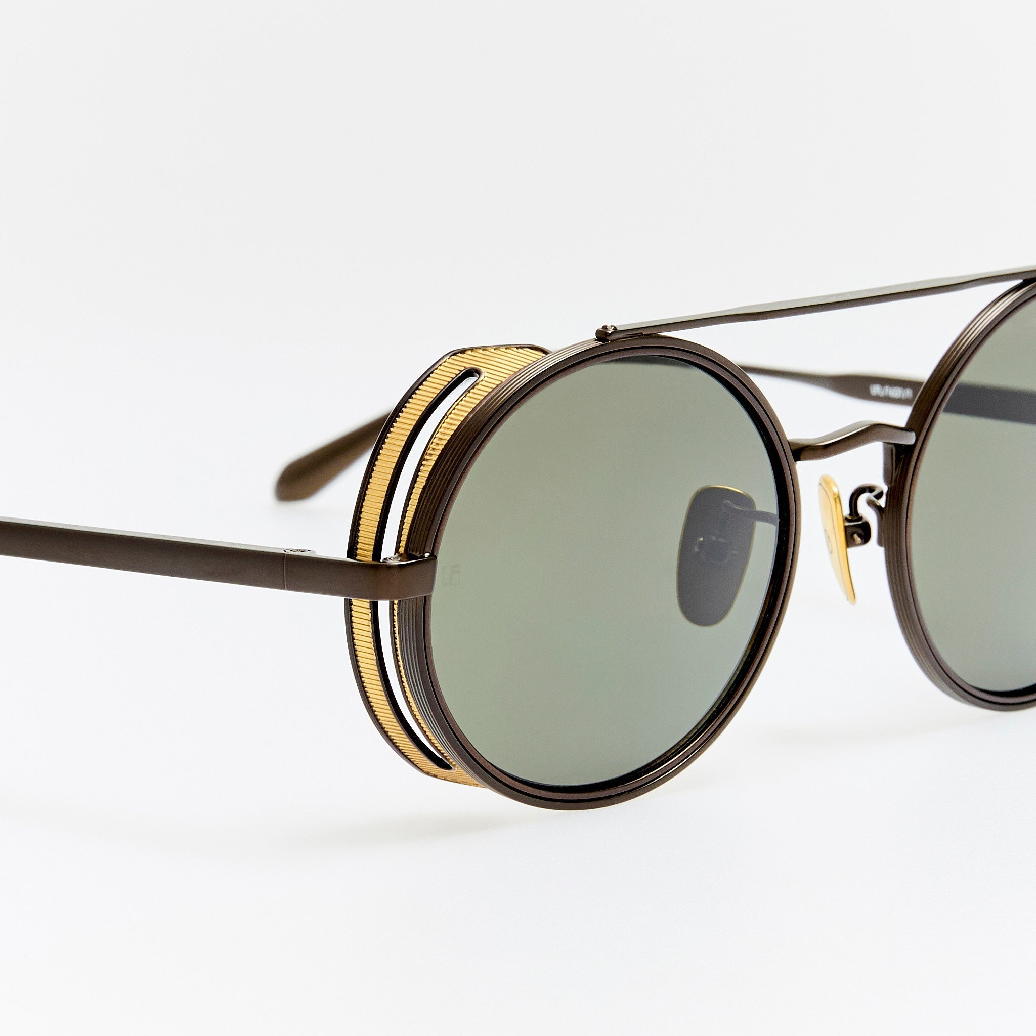 Baret Explorer Sunglasses in Matt Nickel and 22K Gold - LINDA FARROW - Sunglasses - 