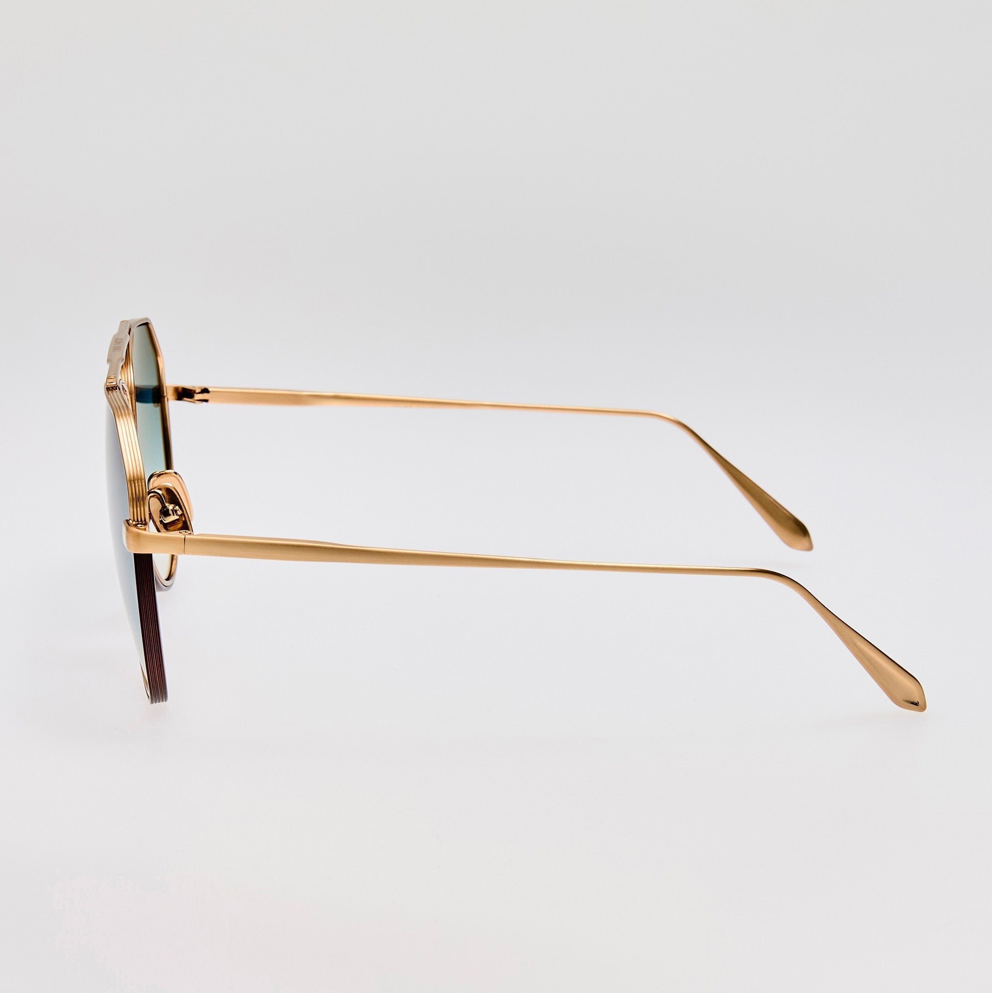 Bayer Sunglasses in 22K Gold and Aqua - LINDA FARROW - Sunglasses - 