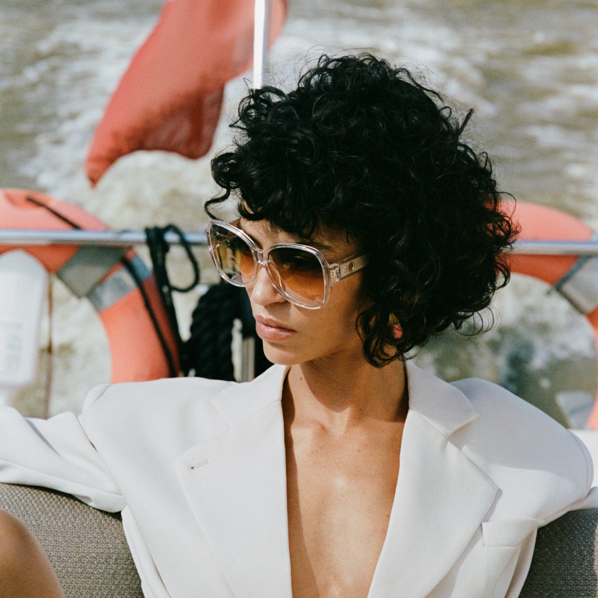 Blair Sunglasses in Clear and Tutti Frutti - LINDA FARROW-Sunglasses-
