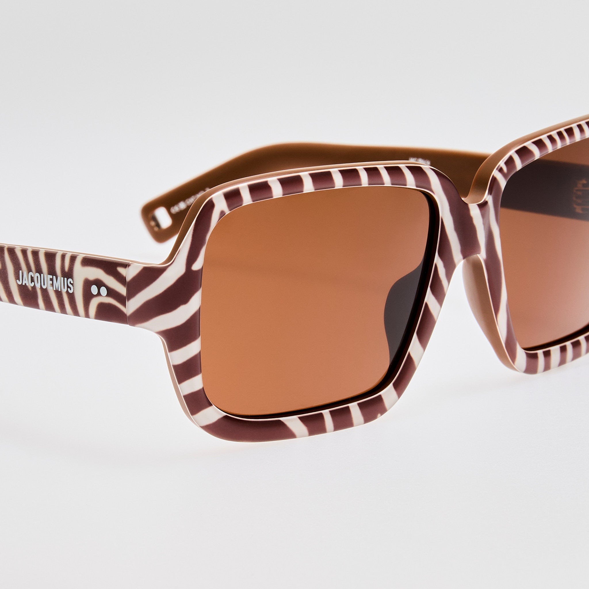 Cabana Oversize Sunglasses in Matt Brown and White Zebra - LINDA FARROW - Sunglasses - 