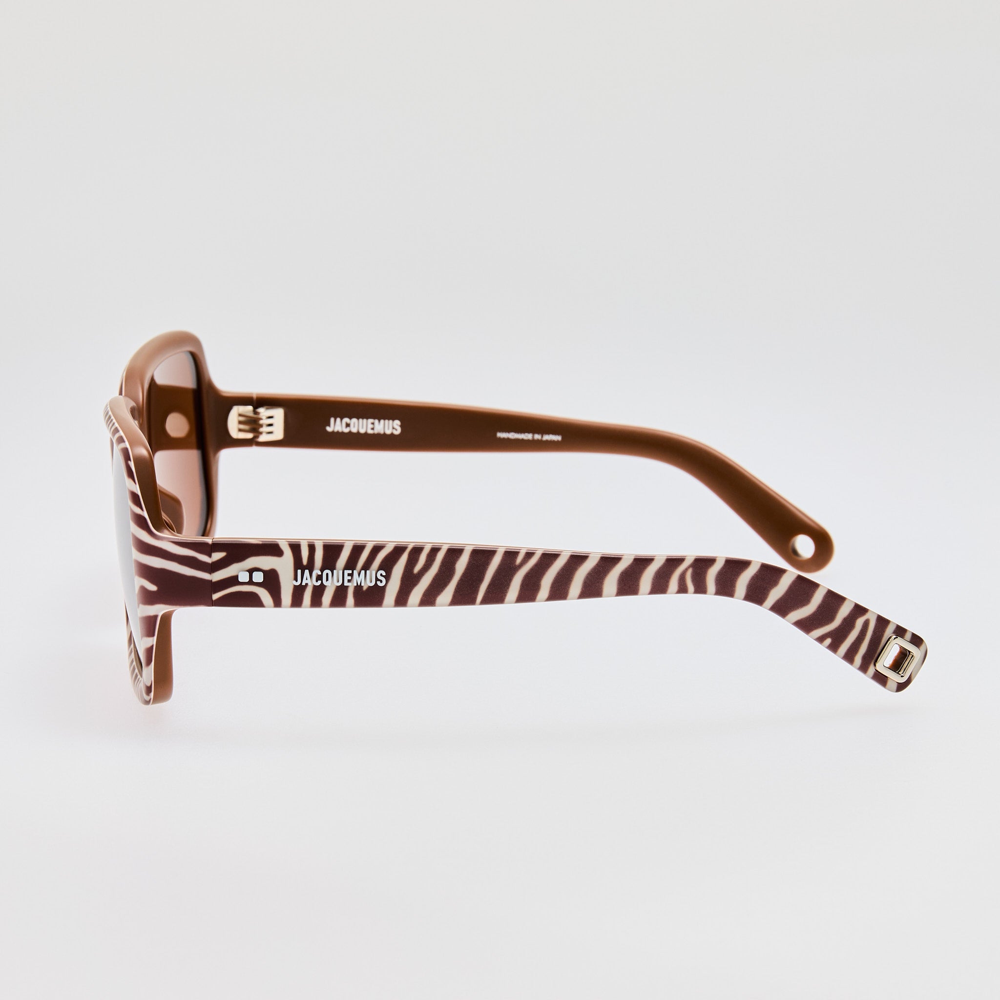 Cabana Oversize Sunglasses in Matt Brown and White Zebra - LINDA FARROW - Sunglasses - 