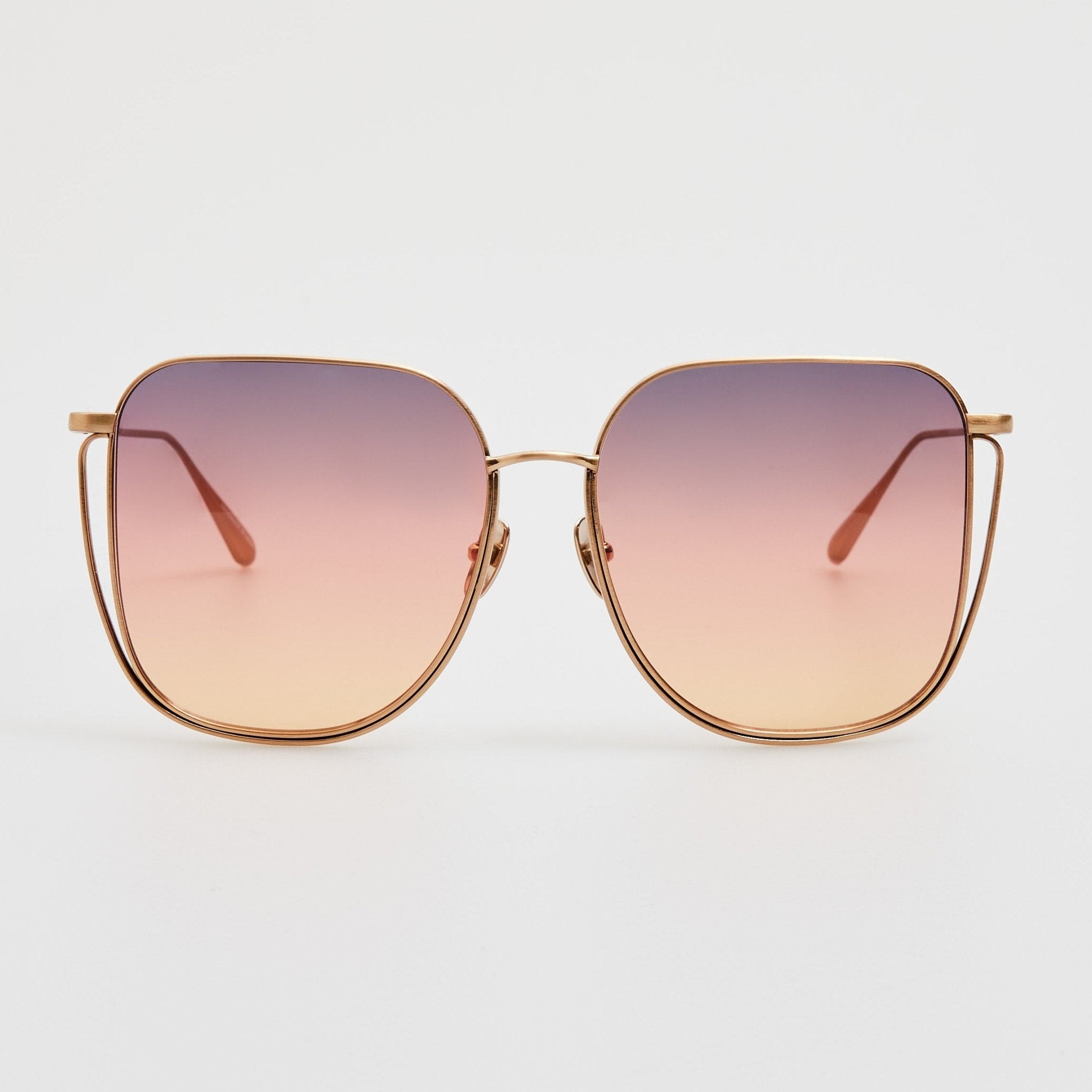 Camry Sunglasses in Matt Champagne and Sunset Gradient - LINDA FARROW - Sunglasses - 