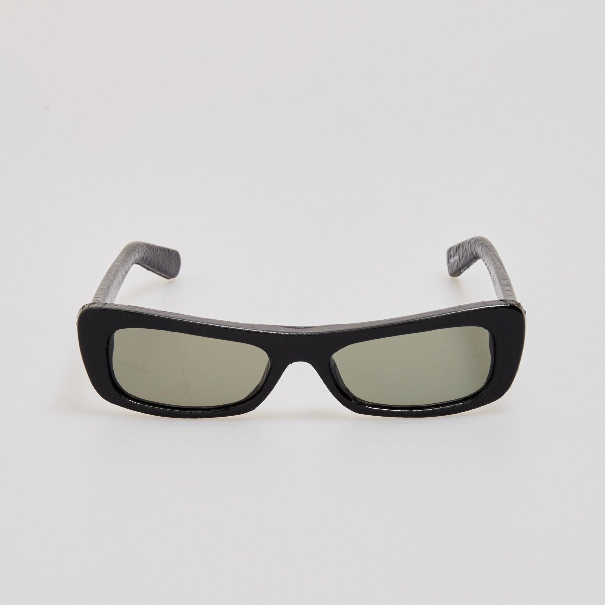 Capri Sunglasses in Black Crocodile - LINDA FARROW - Sunglasses - 