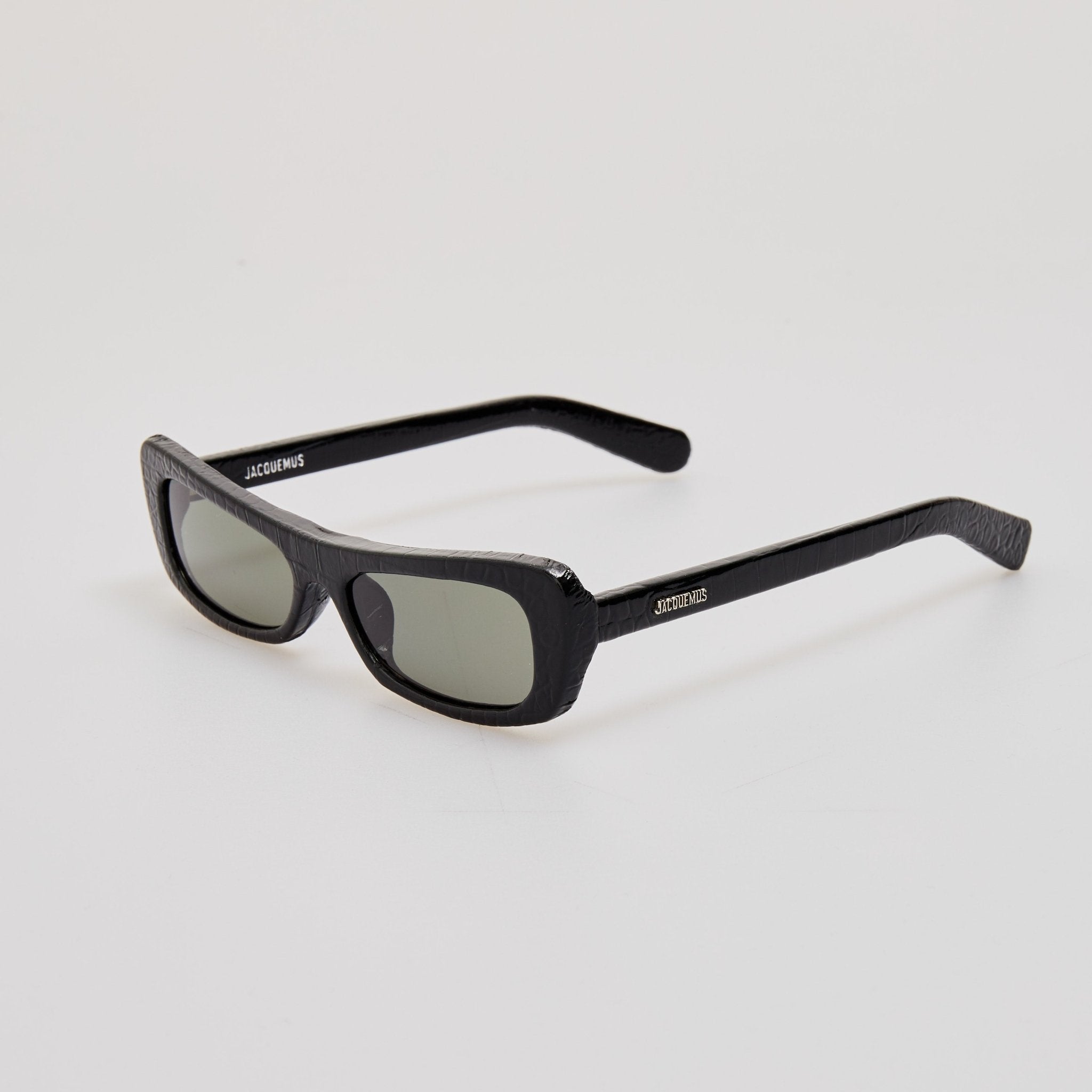 Capri Sunglasses in Black Crocodile - LINDA FARROW - Sunglasses - 