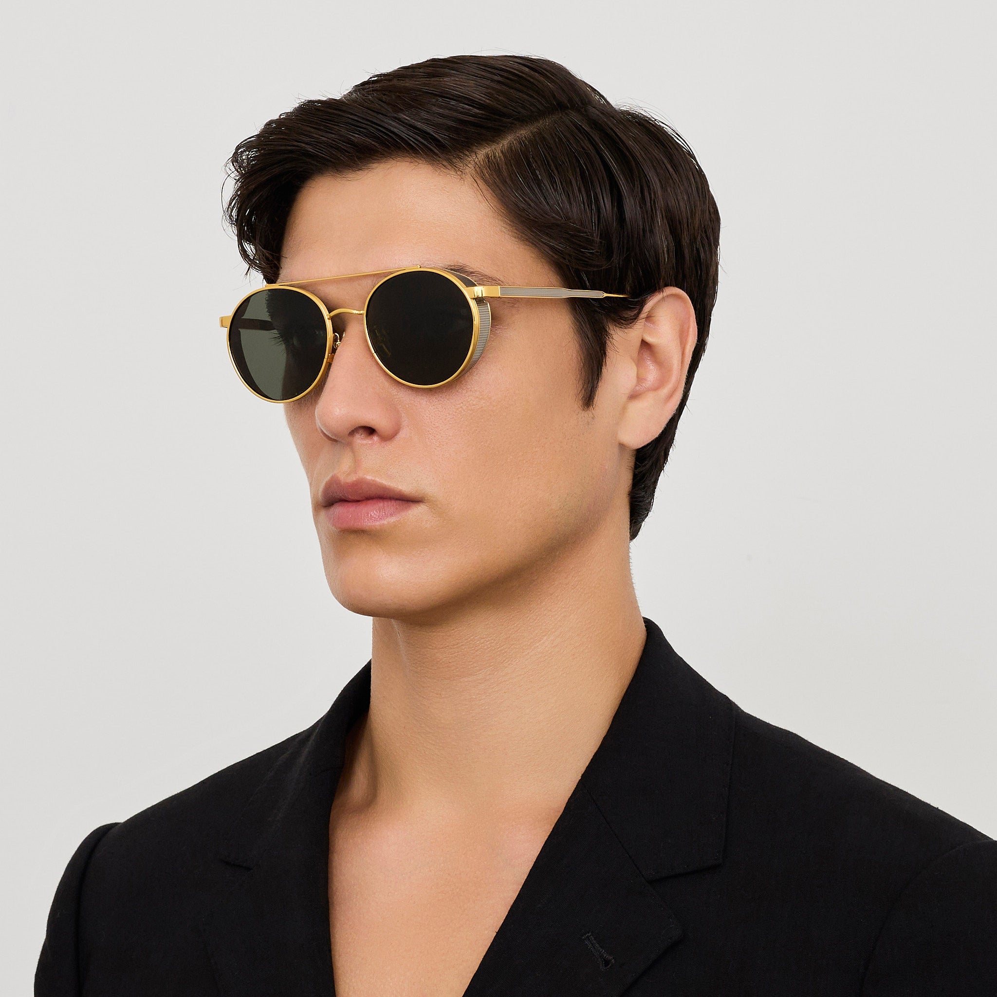 Conor Sunglasses in 22K Gold and Grey - LINDA FARROW - Sunglasses - 