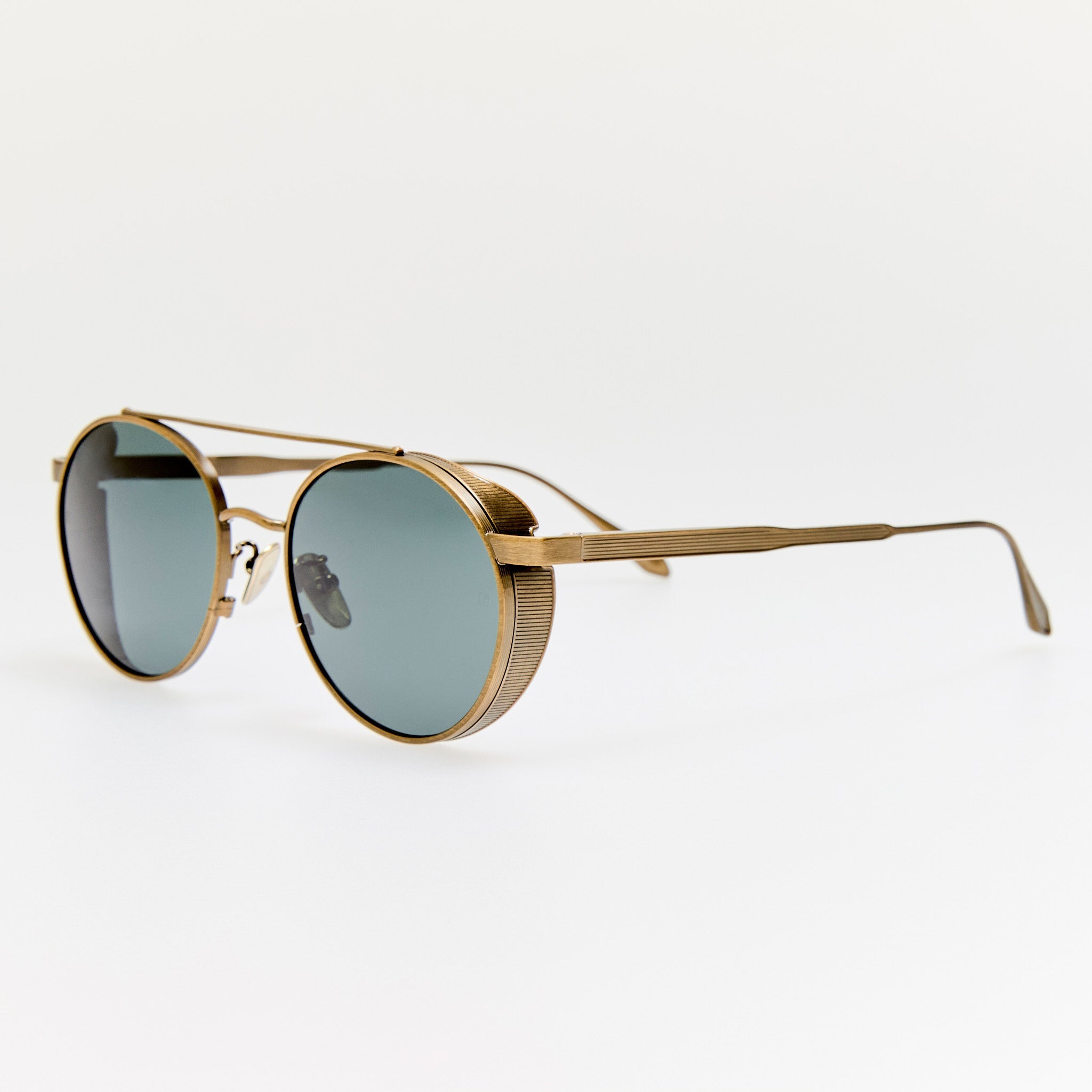 Conor Sunglasses in Antique Gold and Green - LINDA FARROW-Sunglasses-