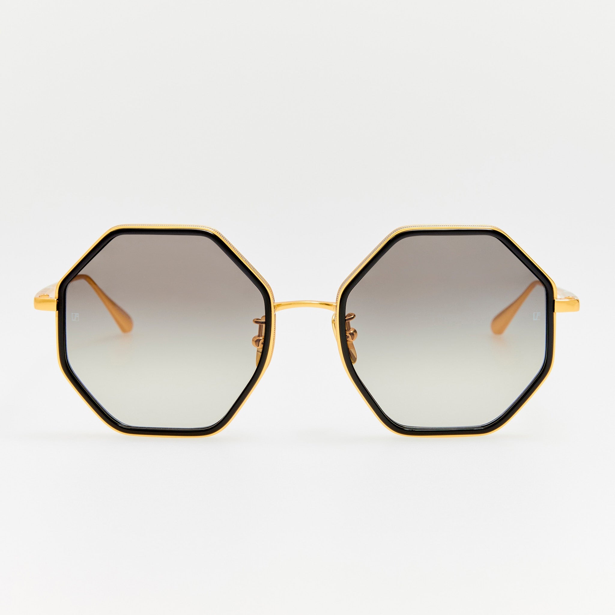 Coraline Sunglasses in 22K Gold and Grey - LINDA FARROW - Sunglasses - 