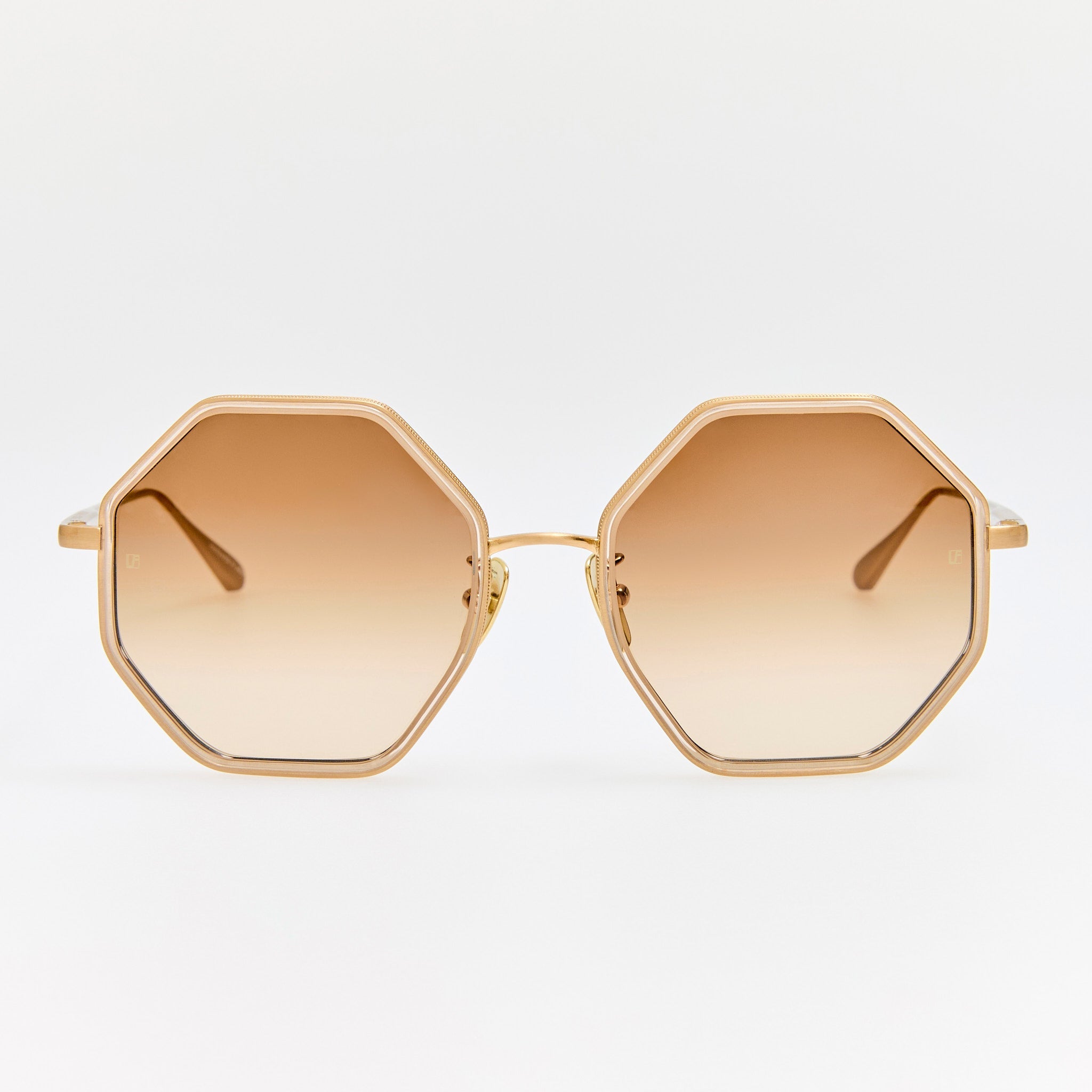 Coraline Sunglasses in Matt Champagne and Mocha - LINDA FARROW - Sunglasses - 