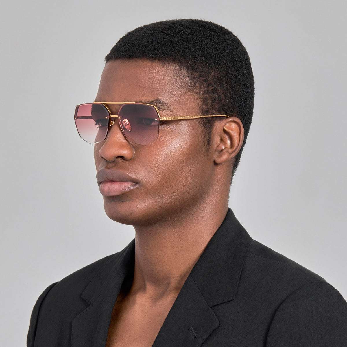 Crosby Sunglasses in 22K Gold and Red - LINDA FARROW-Sunglasses-