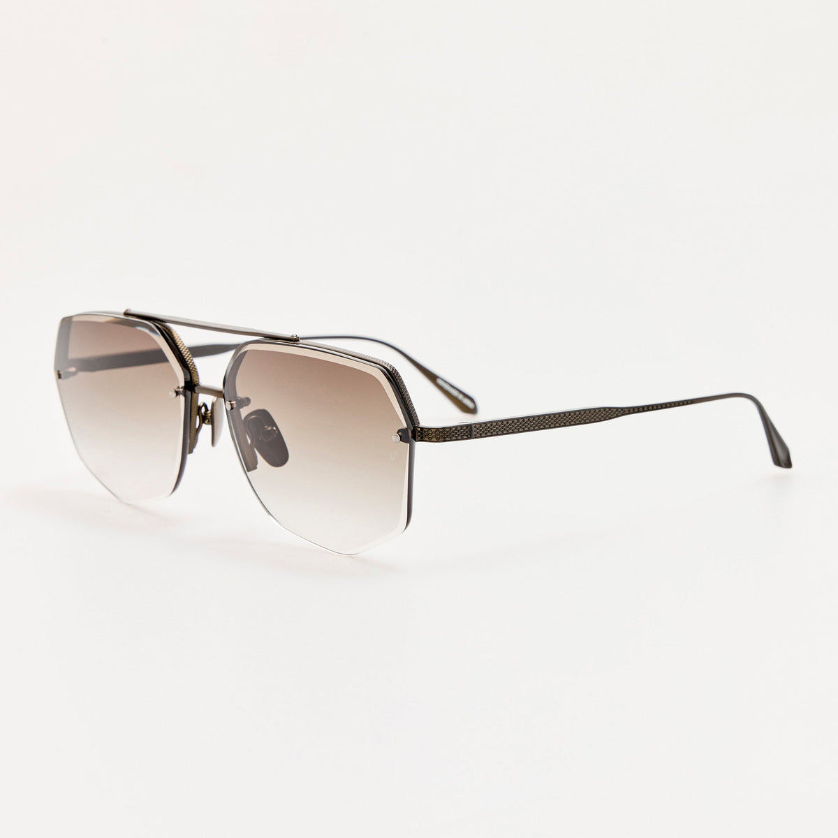 Crosby Sunglasses in Matt Nickel and Mocha - LINDA FARROW-Sunglasses-