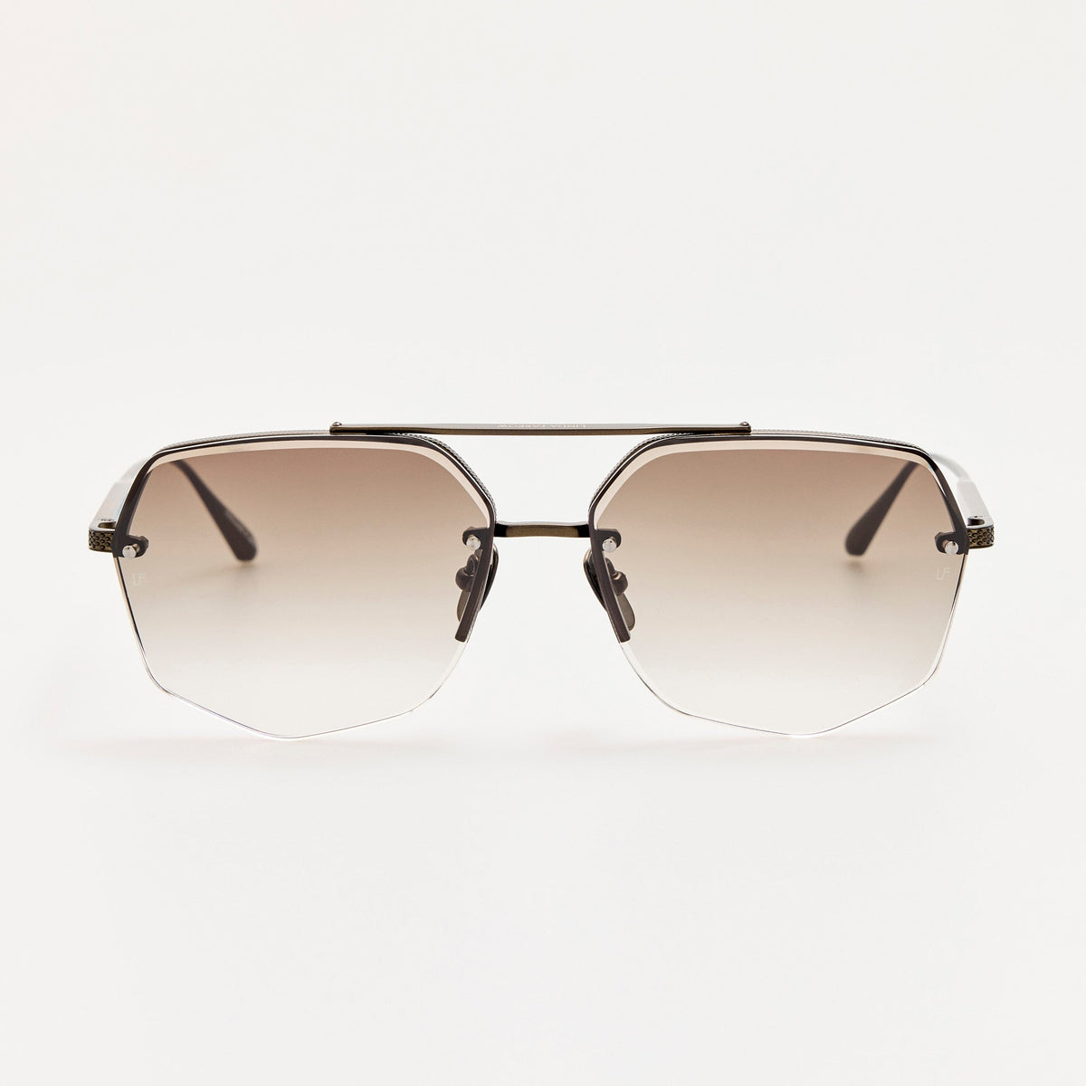 Crosby Sunglasses in Matt Nickel and Mocha - LINDA FARROW-Sunglasses-