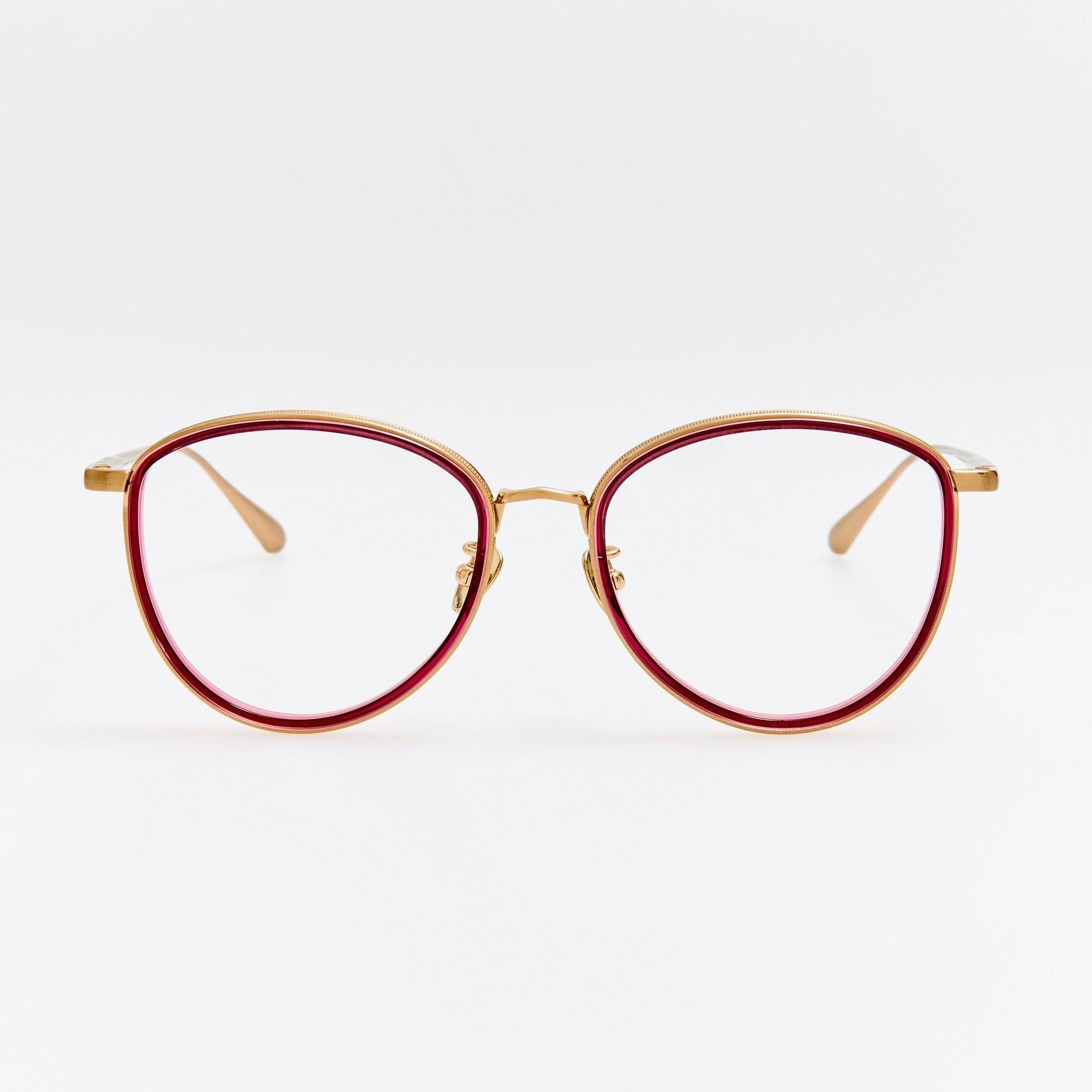 Dahlia Optical in Matt Champagne and Wine - LINDA FARROW - Optical Frame - 