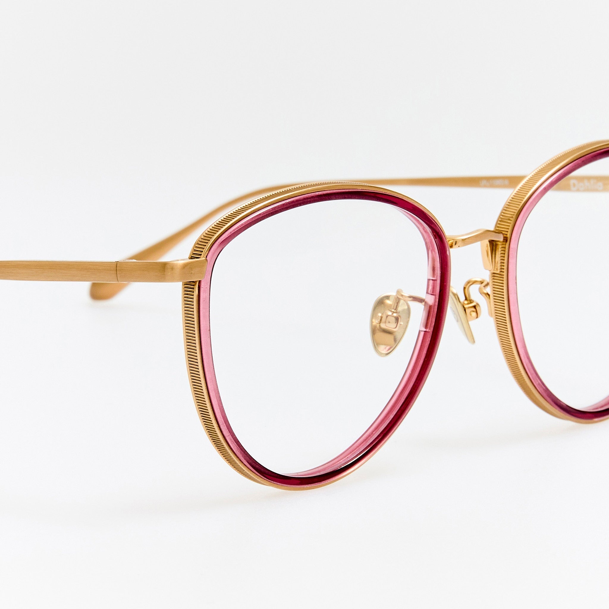 Dahlia Optical in Matt Champagne and Wine - LINDA FARROW - Optical Frame - 