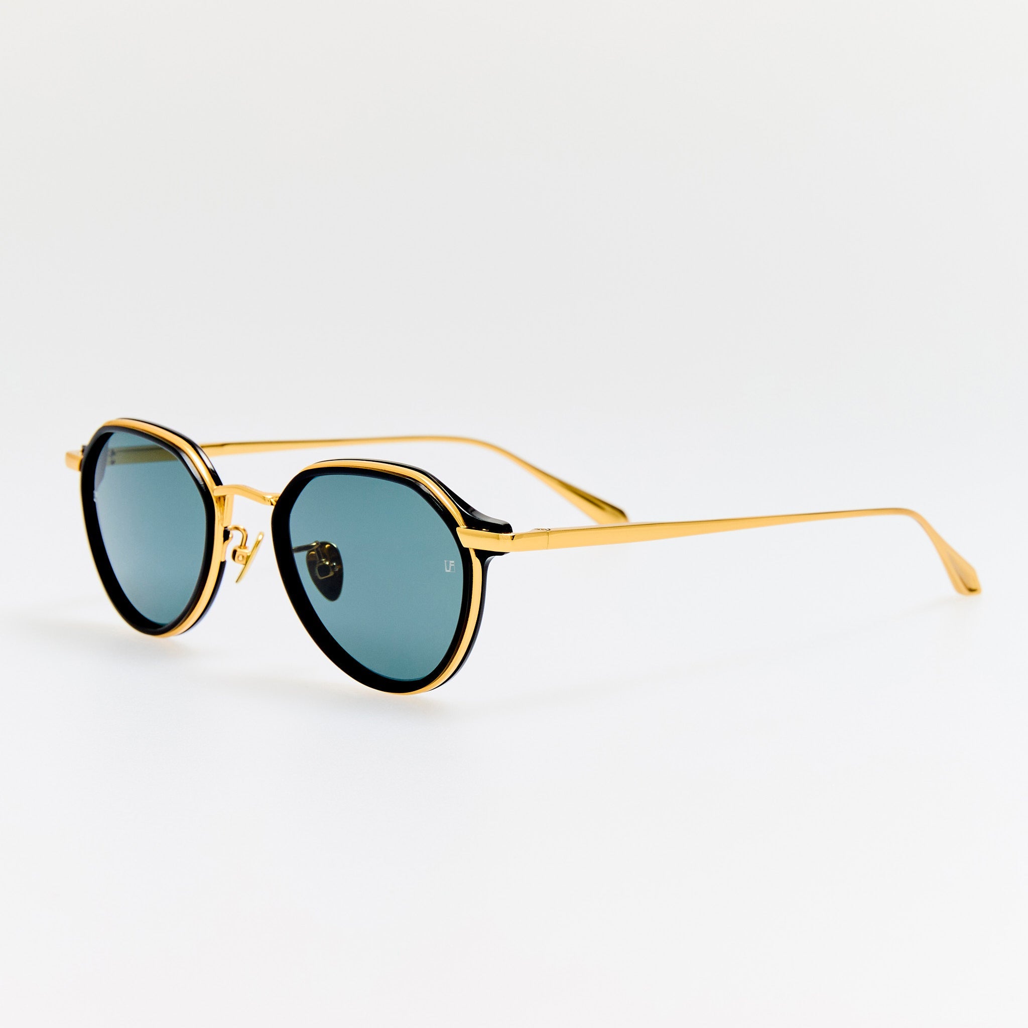 Dellal Sunglasses in 22K Gold and Black - LINDA FARROW - Sunglasses - 