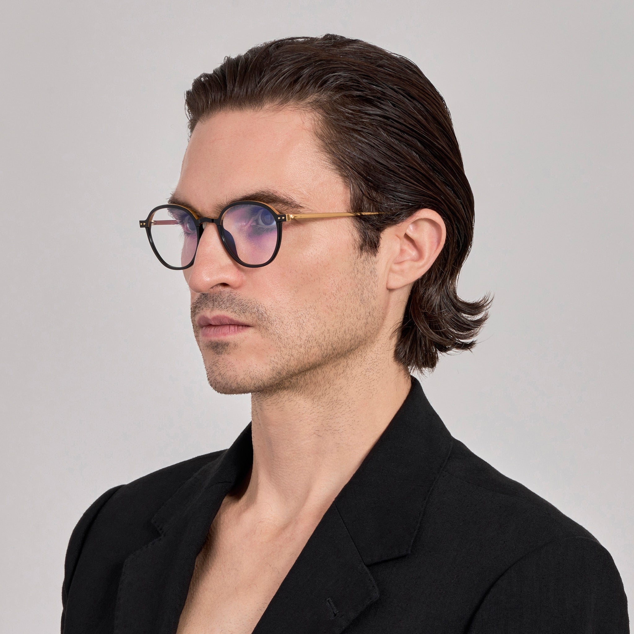 Devon Optical in 22K Gold and Black - LINDA FARROW - Optical Frame - 