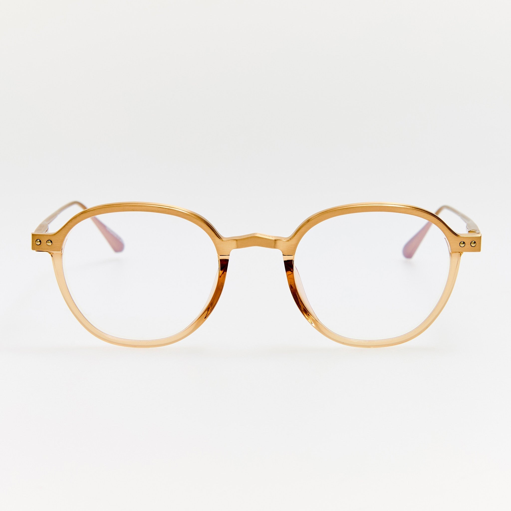Devon Optical in Matt Champagne and Honey - LINDA FARROW - Optical Frame - 