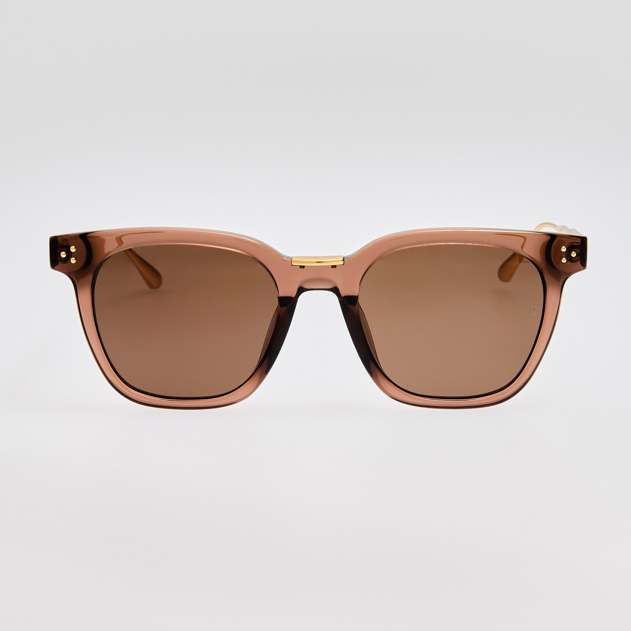 Evan Sunglasses in 22K Gold and Brown - LINDA FARROW - Sunglasses - 