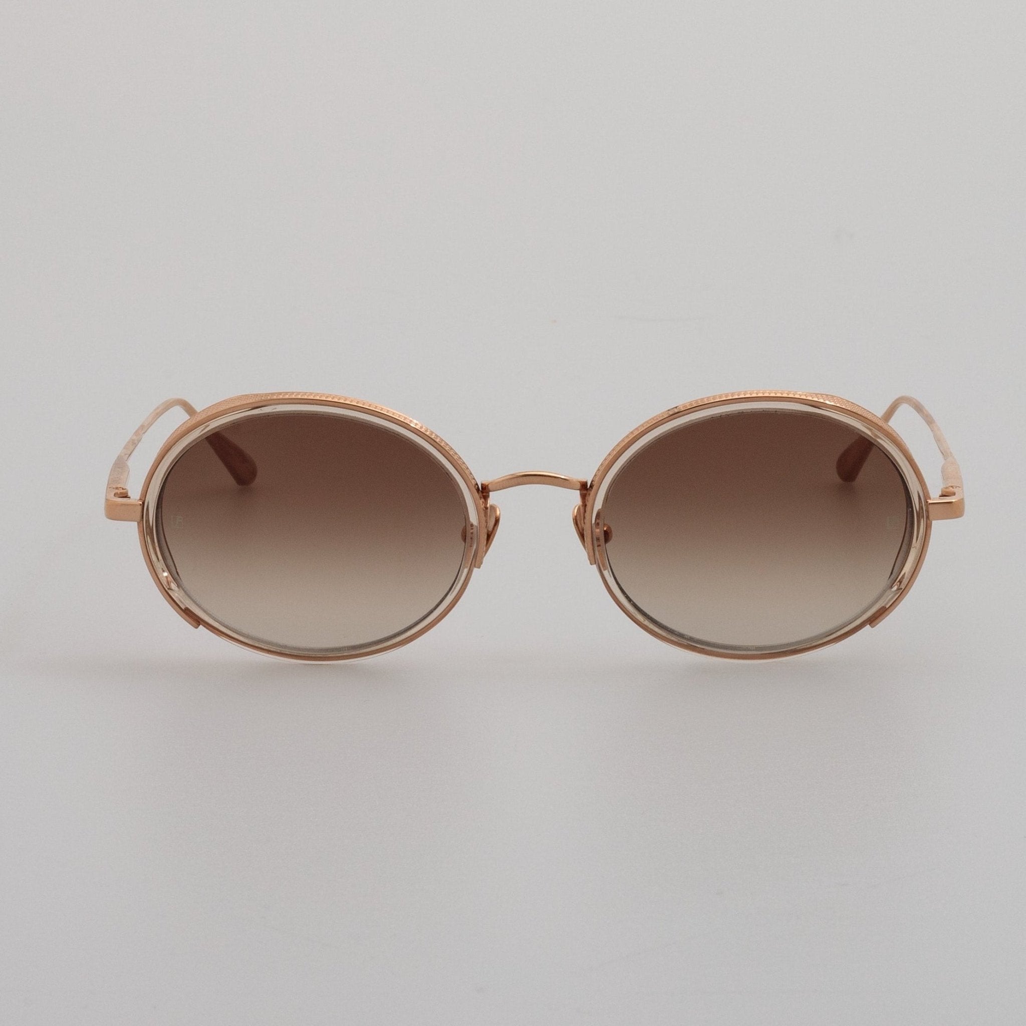 Finn Sunglasses in 18K Rose Gold and Brown - LINDA FARROW - Sunglasses - 