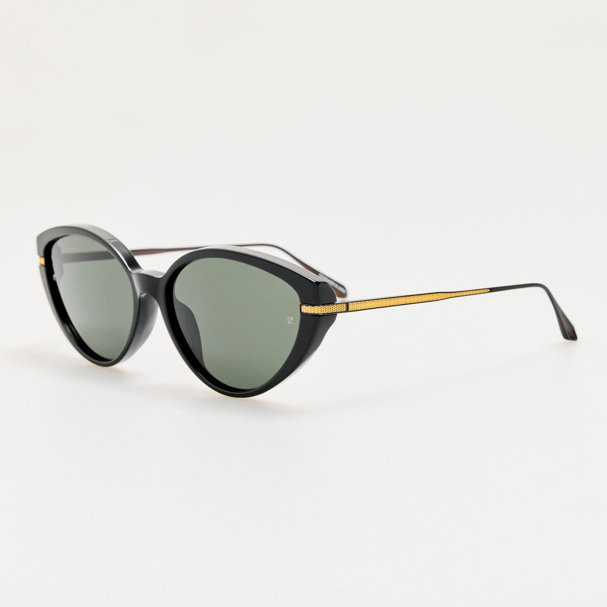 Flavia Sunglasses in 22K Gold and Black - LINDA FARROW-Sunglasses-