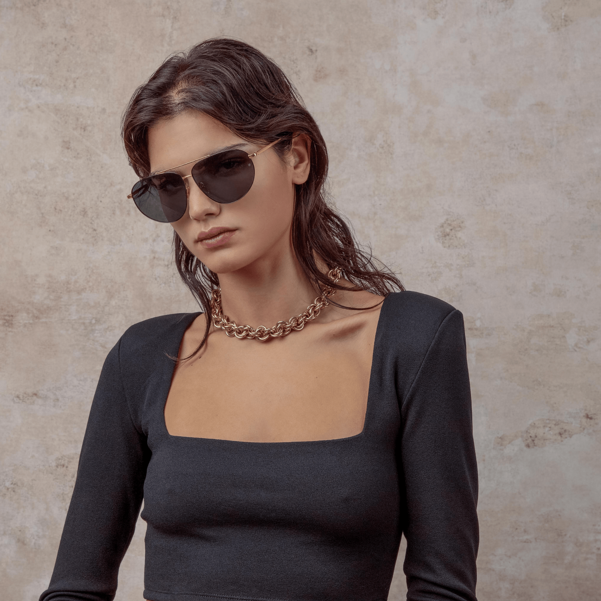 Gabriel Sunglasses in 22K Yellow Gold - LINDA FARROW - Sunglasses - 
