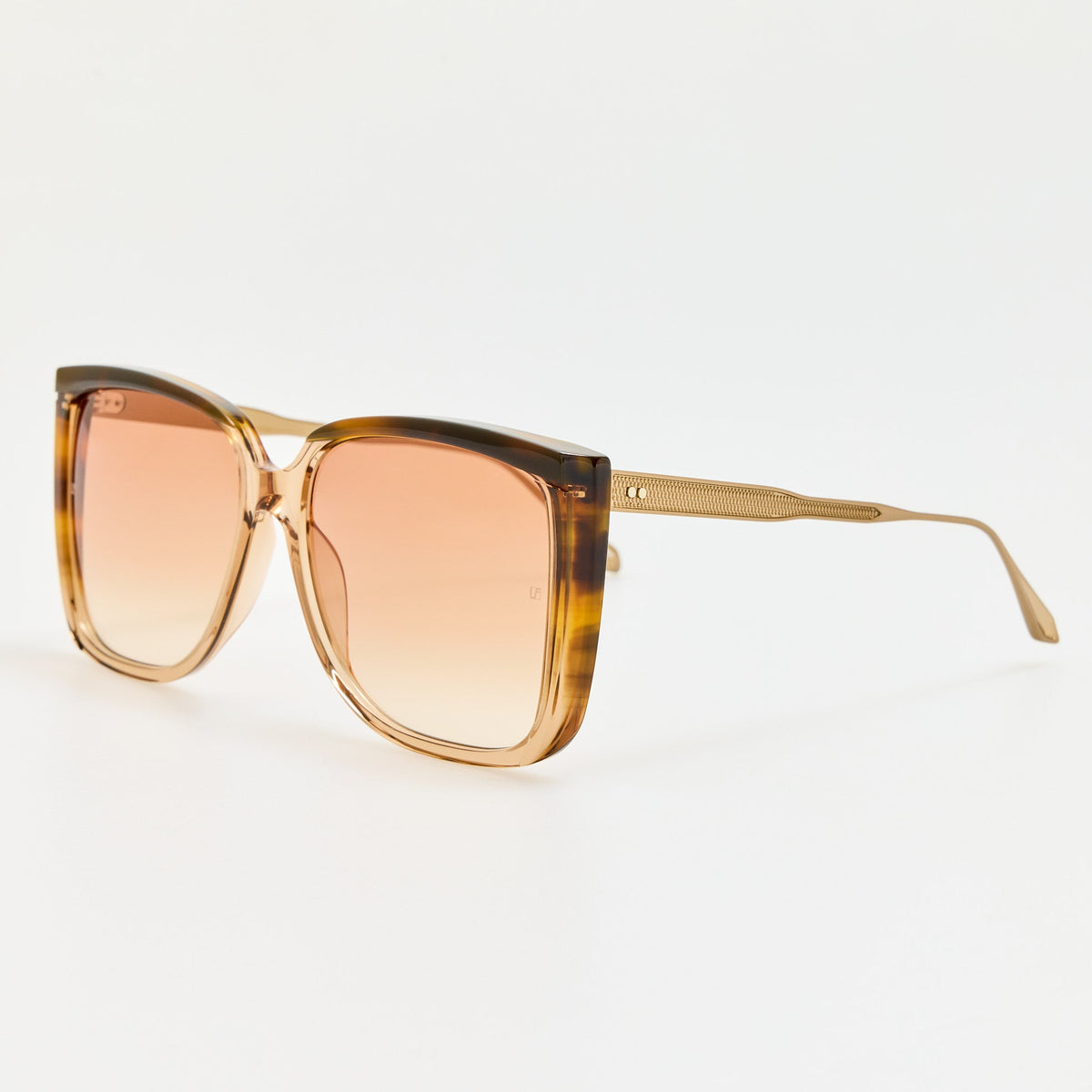 Helena Sunglasses in Matt Champagne and Tiger Eye - LINDA FARROW-Sunglasses-