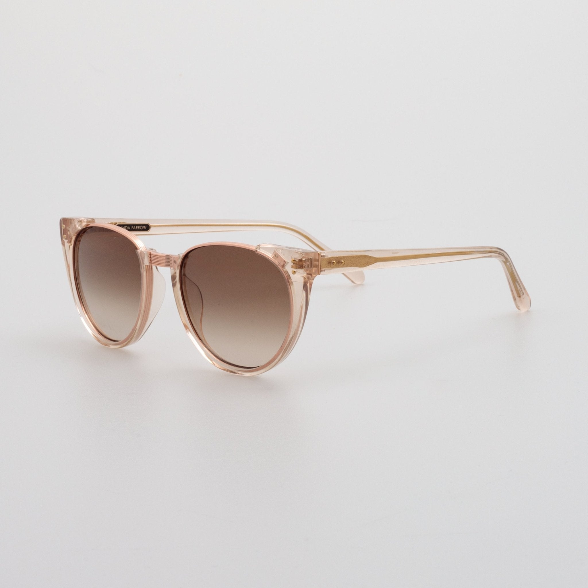 Iris Oval Sunglasses in Ash and 18K Rose Gold - LINDA FARROW - Sunglasses - 